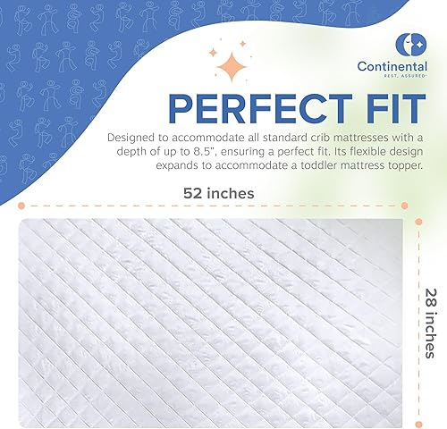 Miniatura 2 de Continental Bedding Protector de colchón ajustable impermeable de alta calidad para cuna y niños pequeños, transpirable, resistente a las manchas,
