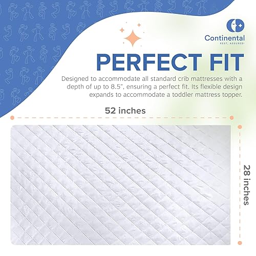 Miniatura 2 de Continental Bedding Protector de colchón ajustable impermeable de alta calidad para cuna y niños pequeños, transpirable, resistente a las manchas,