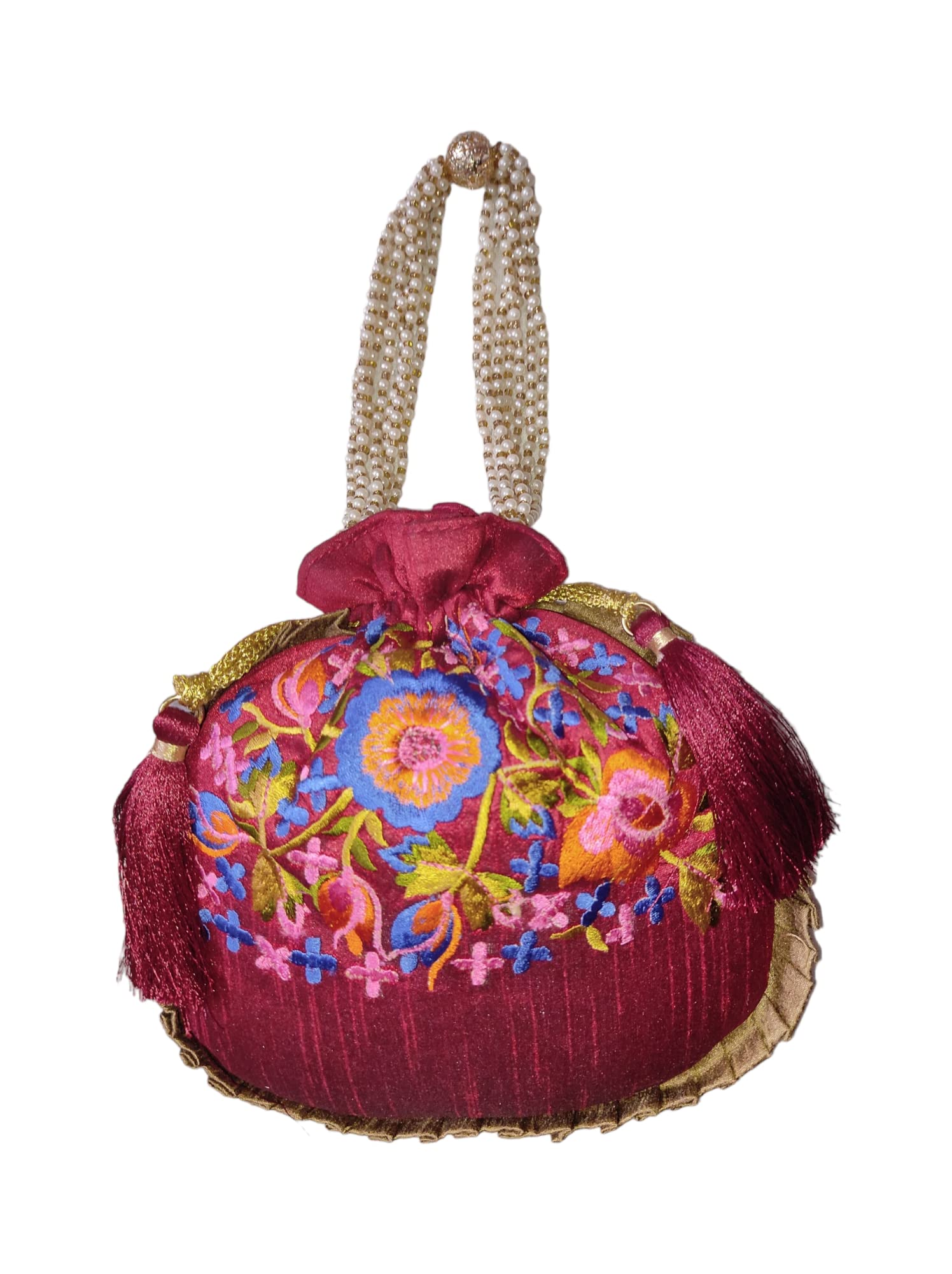 Kashmiri Work Designer potlis Ethnic Clutch Silk Potli Batwa Pouch Bag Matka Designer Handbags for Women Wedding Party and Return Gift potli Bags for Party Accessories-image-23