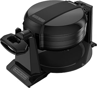 BLACK+DECKER WMD200B Rotating Double Waffle Maker - Flip for Fluffy Belgian Waffles, Nonstick Grids, Black