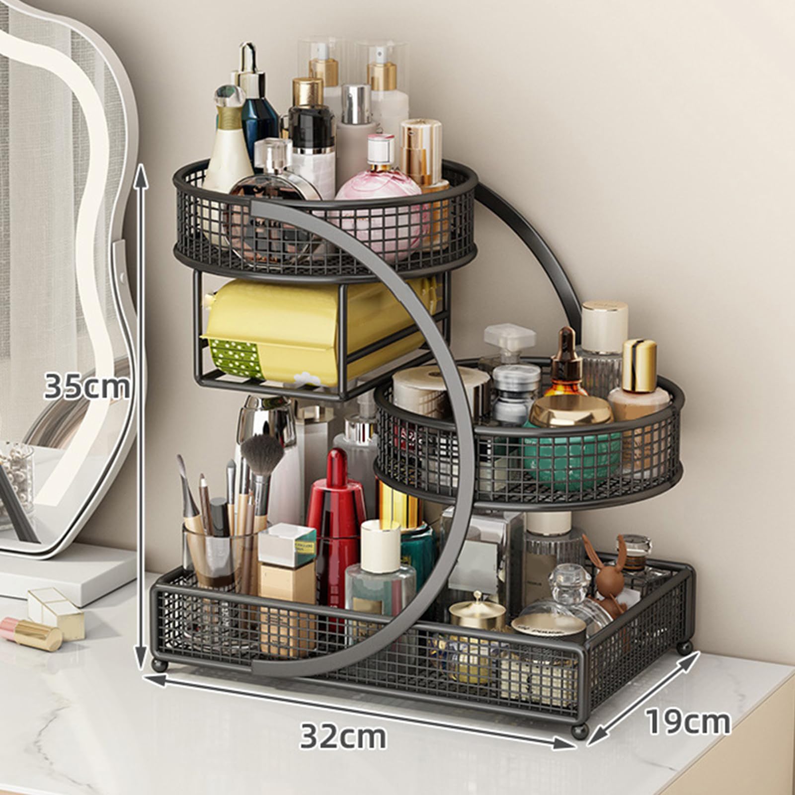Stabiles Metall Kosmetikregal ohne Installation erforderlich, tragbare Organizer für Lippenstifte, Hautpflege, Badezimmerzubehör, Lippenstifte Ausstellungsständer