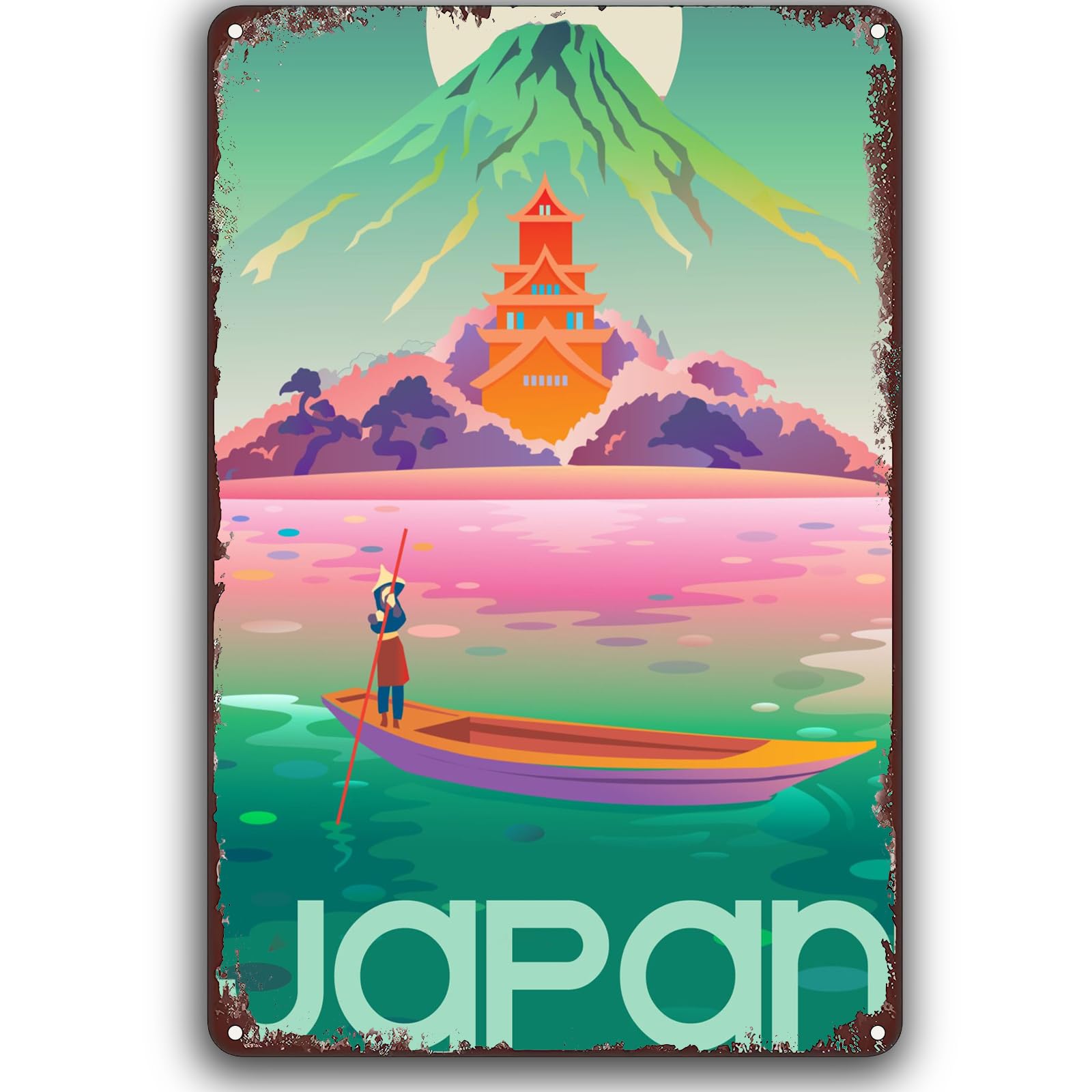 Travel Vintage Metal Sign Tokyo Japan Mount Fuji City Trip Landscape Creative Tin Signs Retro Wall Decor For Home Office Garden Man Cave Club Cafe 20x30cm