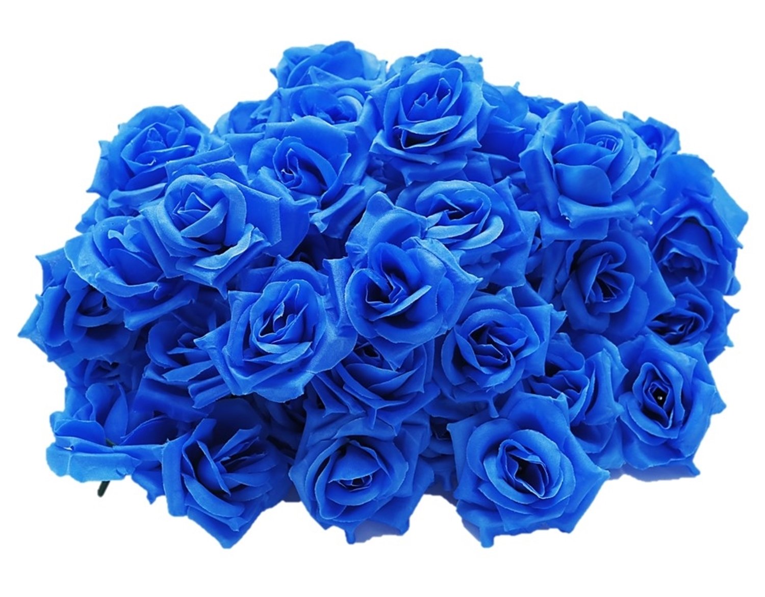 Amazon.co.jp: 【19blue】 バラ 造花 50個 8cm ブーケ ローズ 薔薇