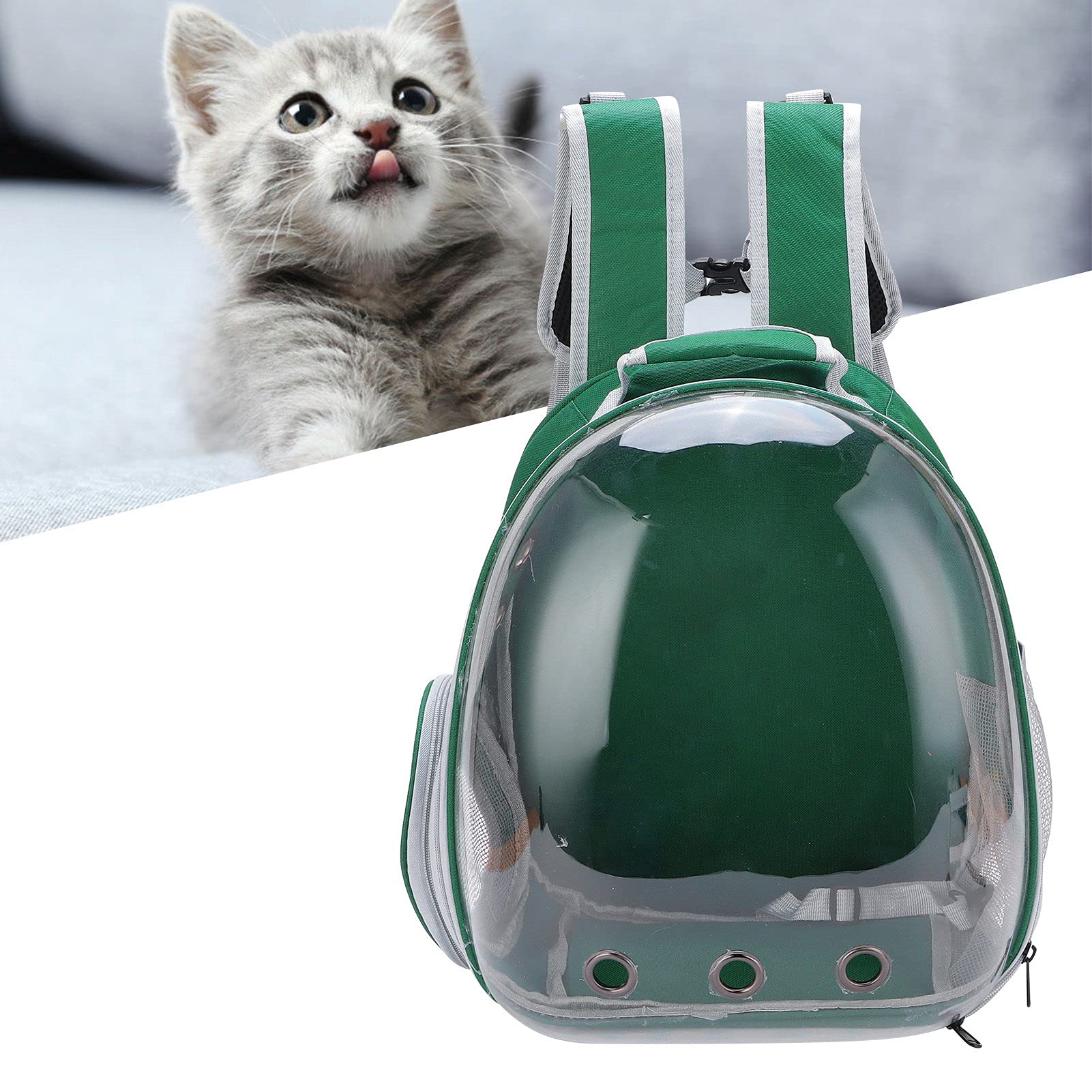 Mochila de Burbujas de Mascotas Transparentes de la Mochila para Gatos para Perros y Gatos pequeños (Versión actualizada Verde)