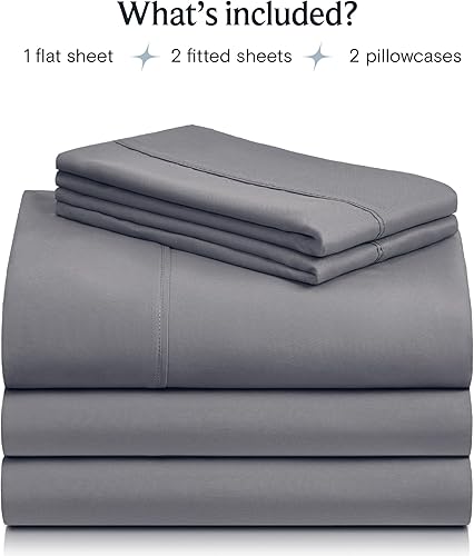 Miniatura 2 de LuxClub - Juego de sábanas y fundas de almohadas, 7piezas, rayón hecho de bambú, esquinas tipo bolsillos profundos hasta 21in, sedosas, antiarrugas,