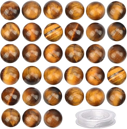 Miniatura 7 de Cuentas de cristal natural con piedras preciosas redondas sueltas de curación de energía con cordón elástico de cristal para hacer joyas.