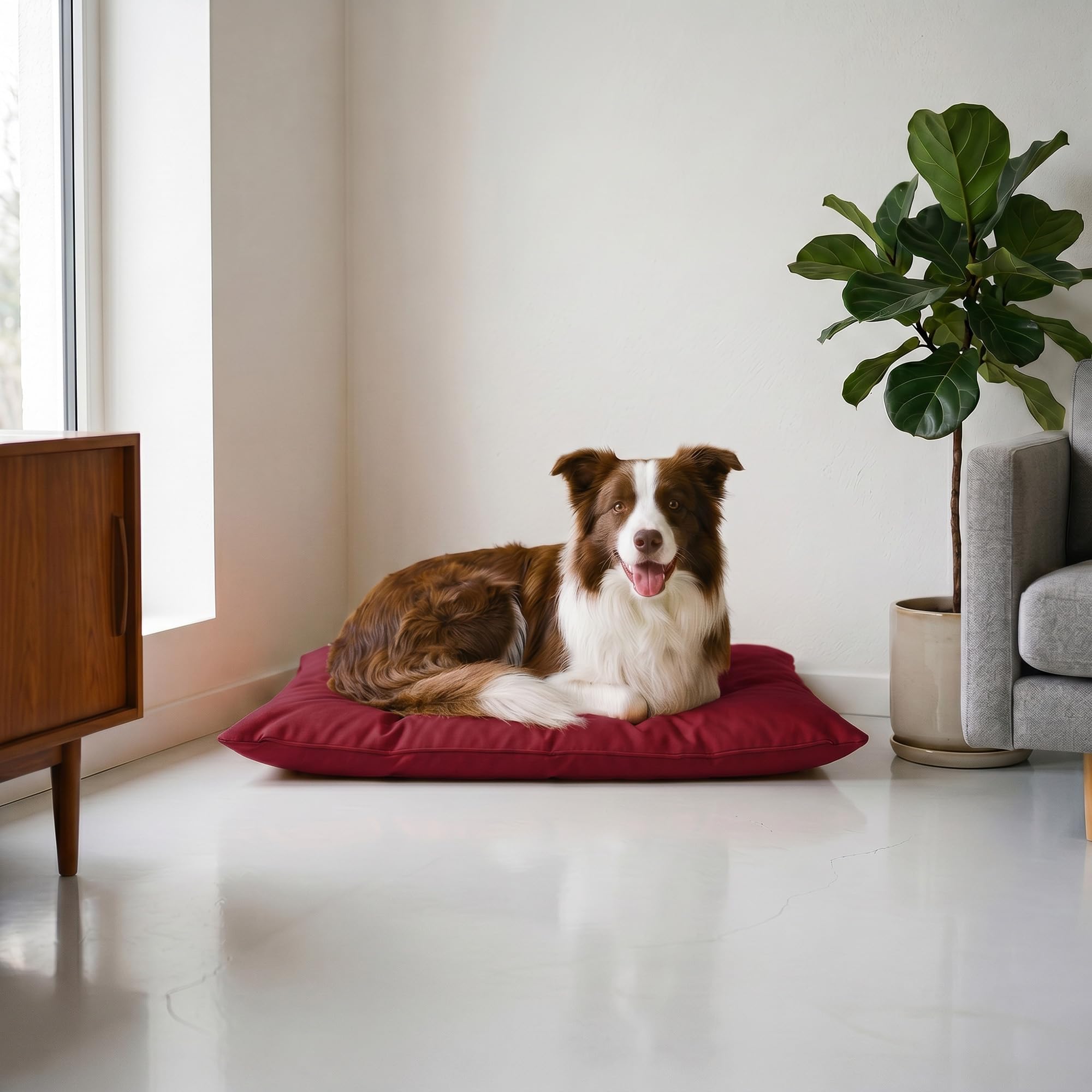 Coussin pour chien et chat maxy grand couchage matelassé bordeaux 60 x 100 cm
