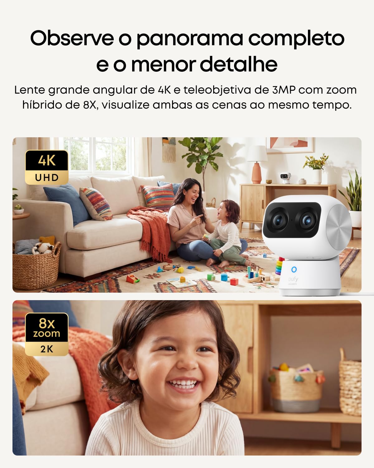 eufy Câmera S350, Câmera de Segurança Wi-Fi, 4K, Câmera Dupla