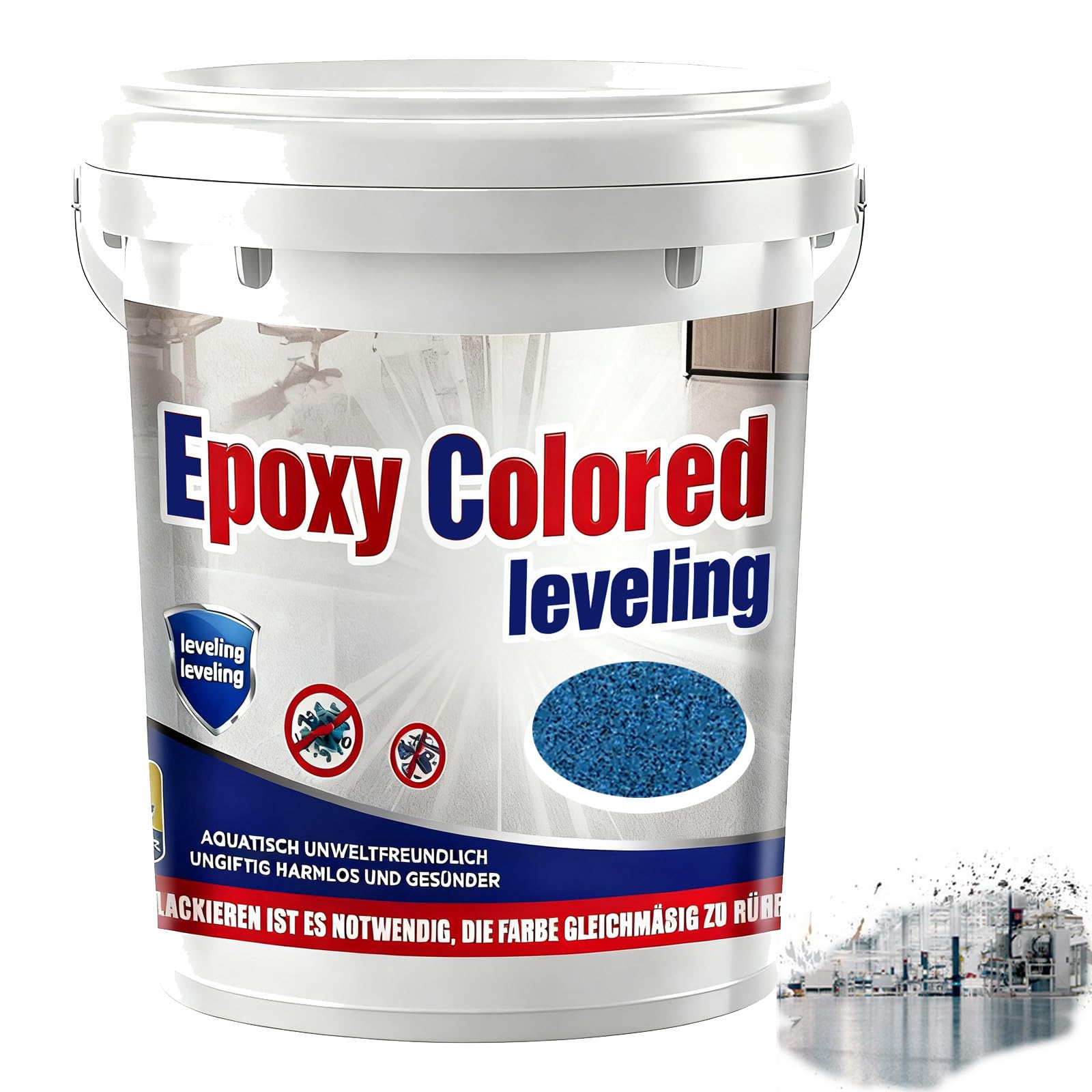 Epoxy Sand Floor Paint, Epoxy Floor Paint, High Gloss Marble Finish Epoxys Floors Coating, Suitable For Indoor And Outdoor (Sky blue,Cover 14 sq. ft)