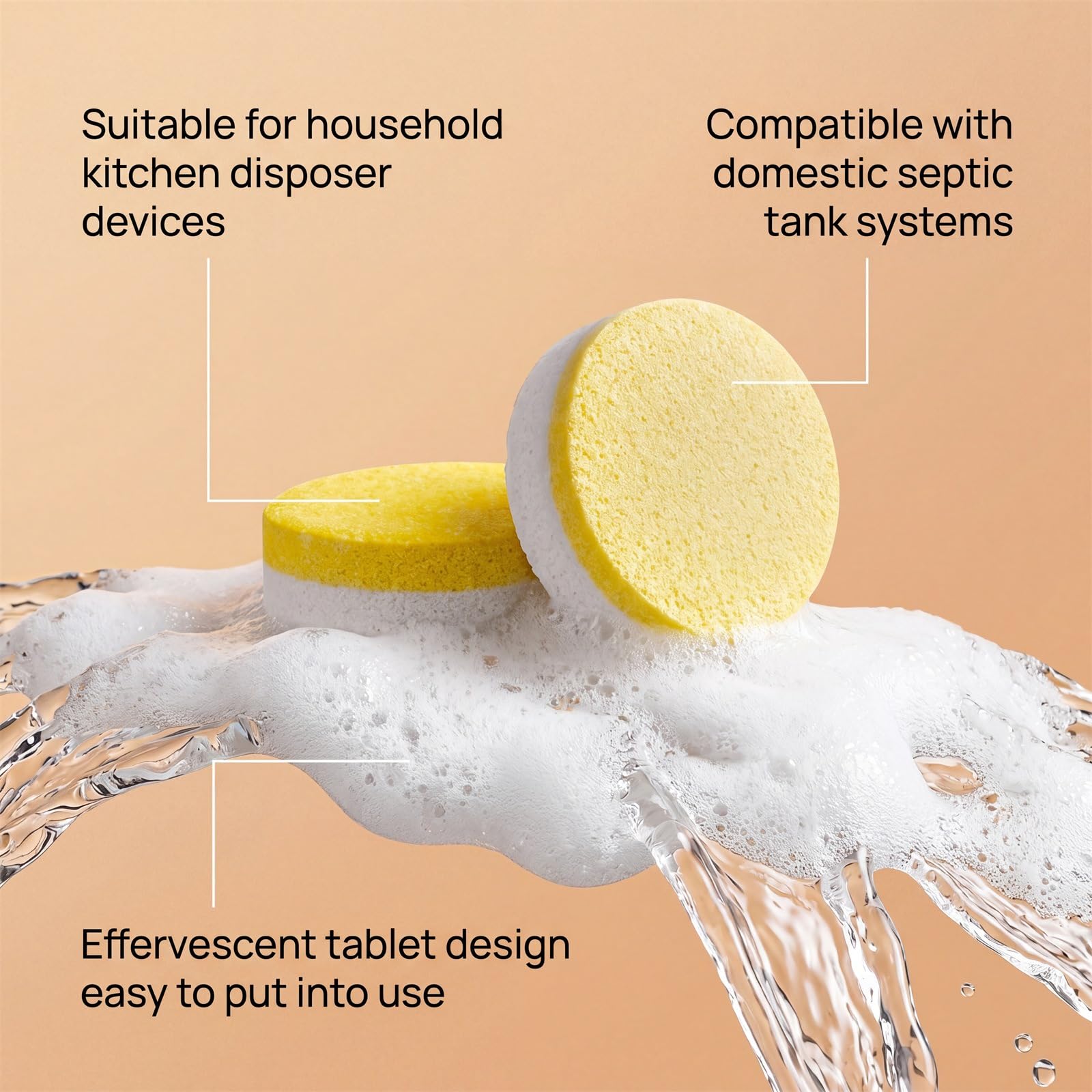 Pastiglie detergenti per lo smaltimento dei rifiuti del lavello della cucina, detergente e deodorante per lo smaltimento dei rifiuti, potenti compresse per la pulizia della spazzatura da cucina