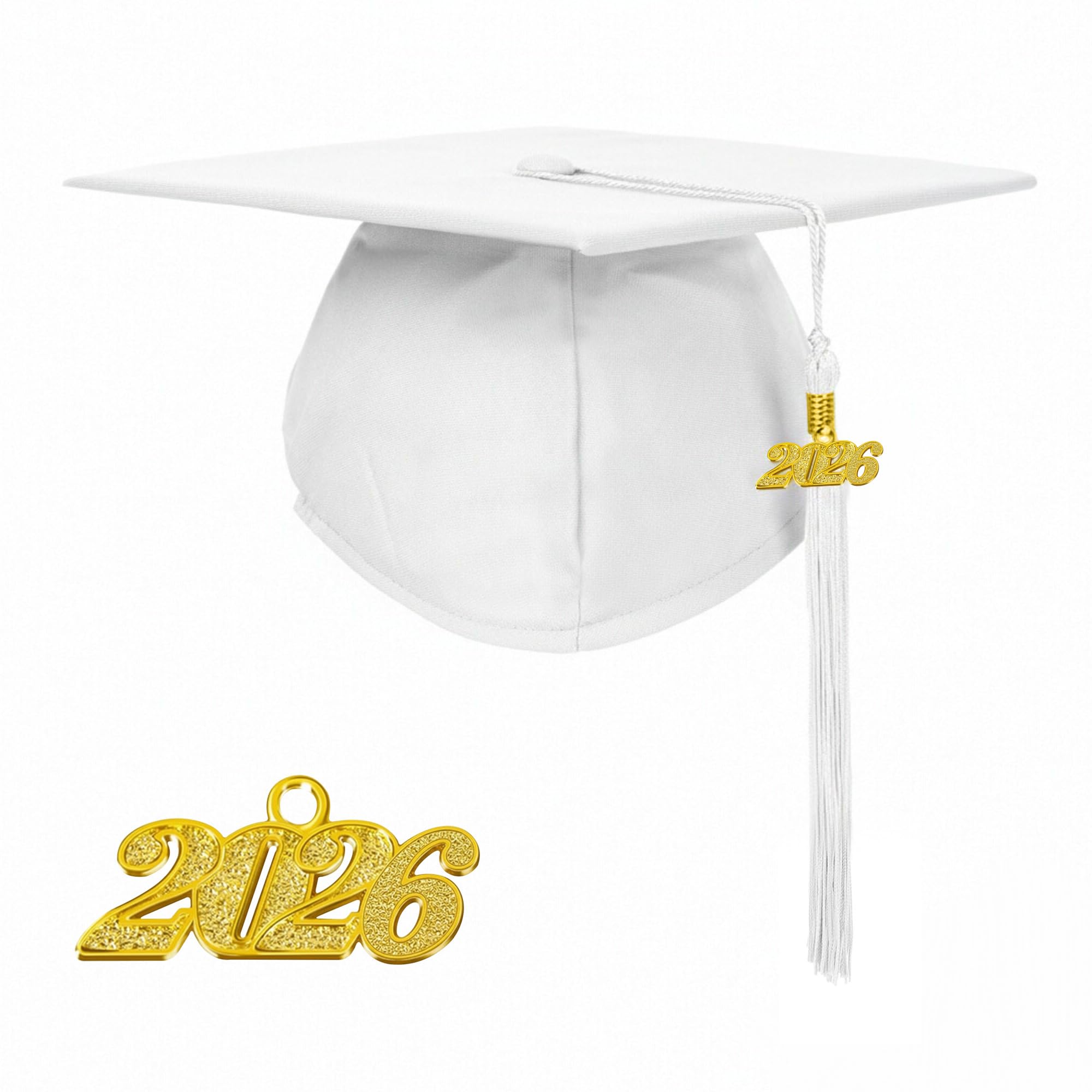 Misscom Unisex Matte Graduation Cap with 2026 Year Charm for Adult Middle High School and Bachelor