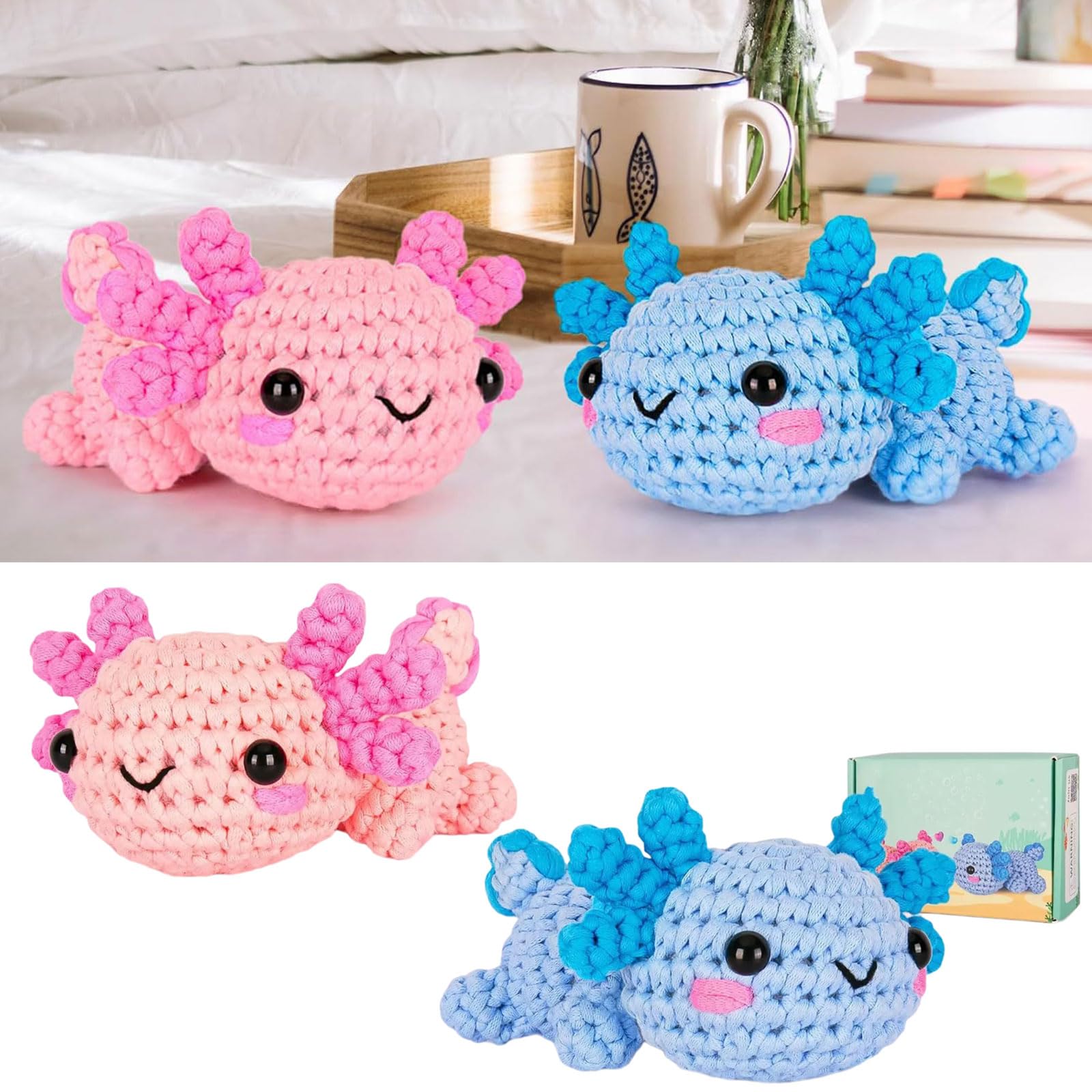 LEADSDGE Crochet Kits for Kid Adult Crochet Dragon Kits with Yarn Crochet Hook Step-by-Step Instruction Eyes