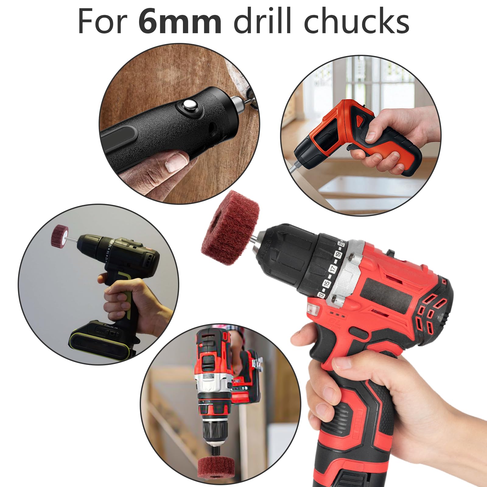 FEIHU Meules en mousse pour perceuses électriques - Roue Abrasive - Têtes de ponçage - Nettoyage et décapage de toutes les surfaces en bois et en métal - Lot de 10