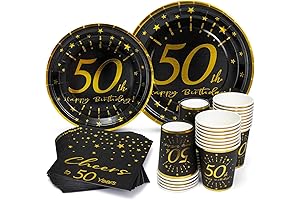 50th Birthday Plates and Napkins and Cups Sets for 30