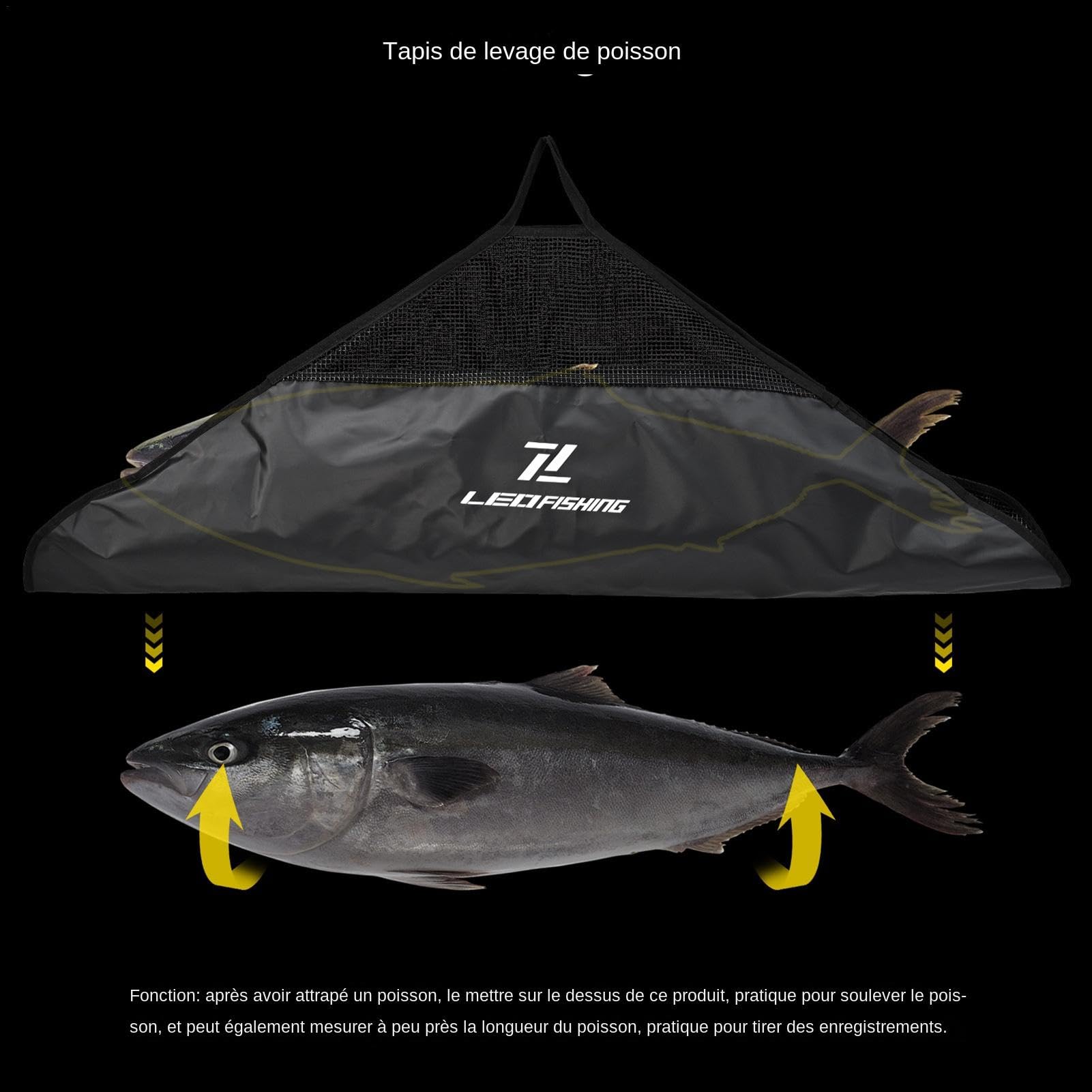 Sac de Pêche Portable pour Kayak - Peser et Protéger le Poisson - Écharpe de Pesée avec Poignée pour Gros Bar, Carpe