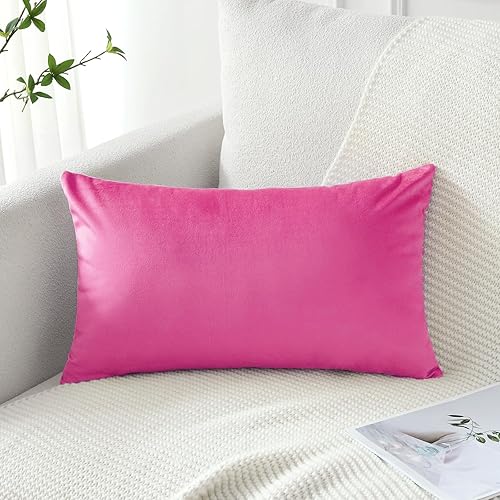 Artscope Fundas de almohada de terciopelo de lujo, fundas de almohada rectangulares decorativas, fundas de cojín suaves y sólidas para sofá,