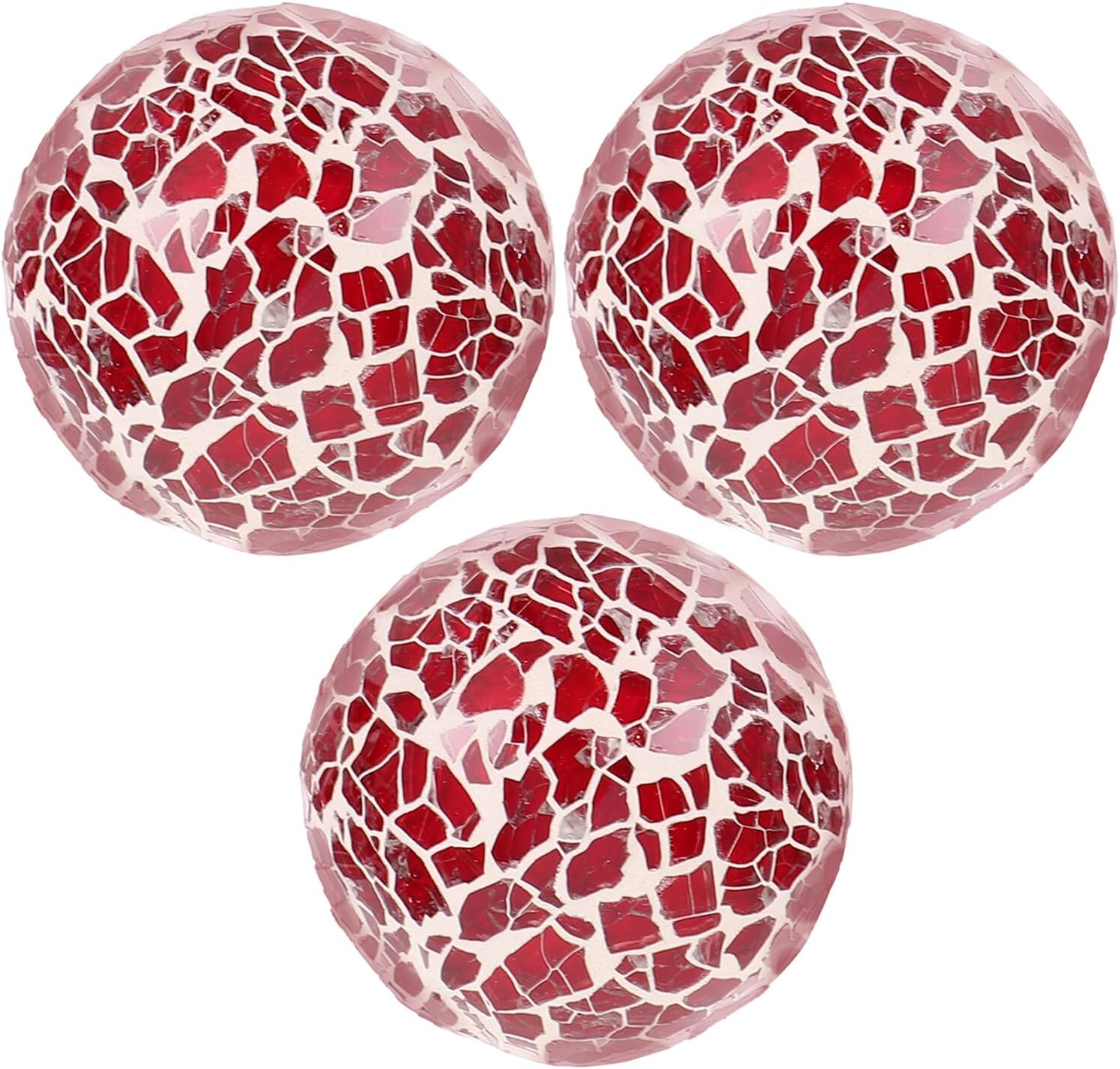 MAGICLULU 3pcs Pink Mosaic Glass Balls 7.5cm Decorative Sphere Home Mosaic Ball Decor Table Centerpiece for Living Room and Christmas Decoration