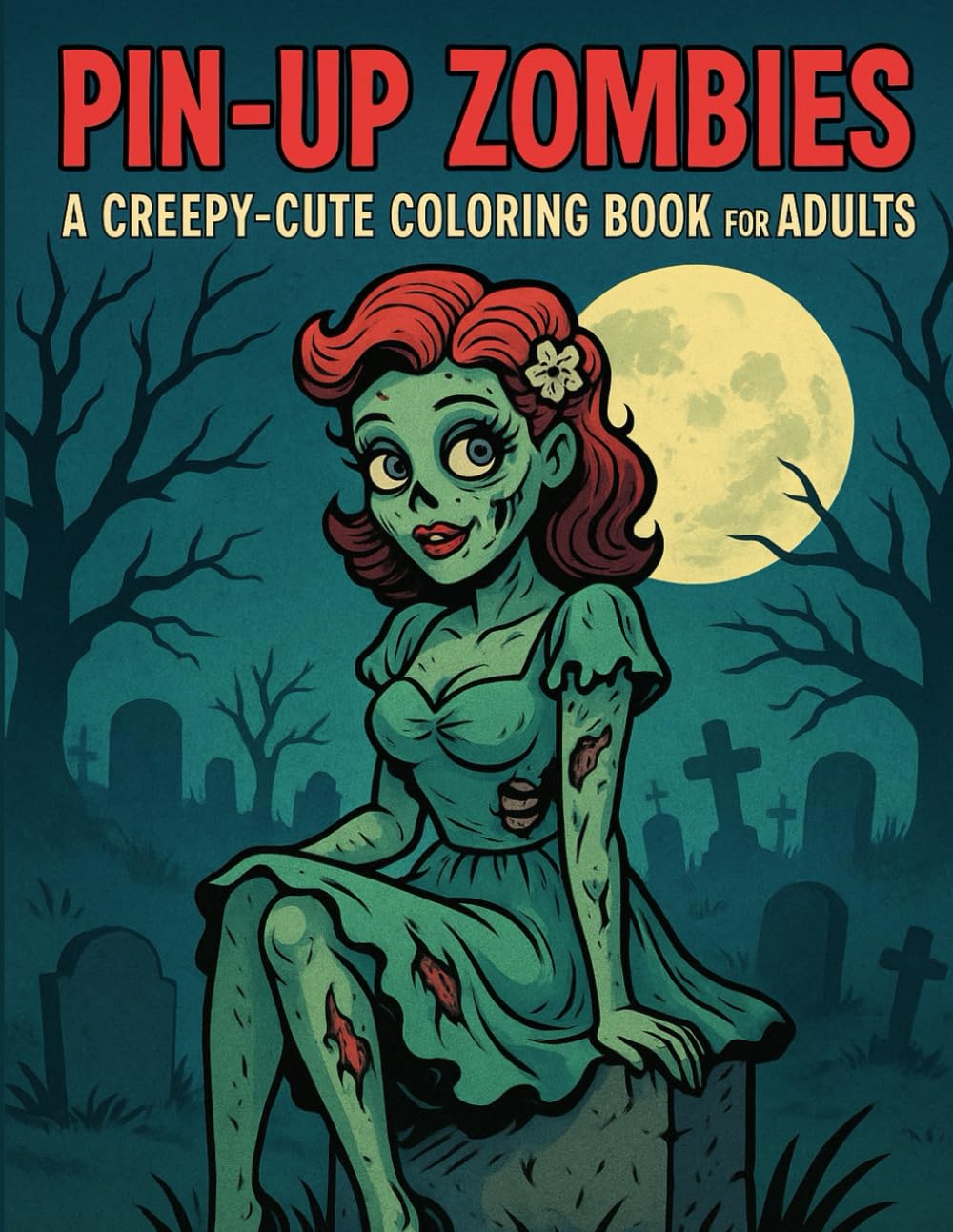 Zombie Pin-Ups: A Creepy-Cute Horror-Themed Coloring Book for Adults: Glamorous Undead Beauties in Vintage Pin-Up Poses — A Fun and Frightening Coloring Experience