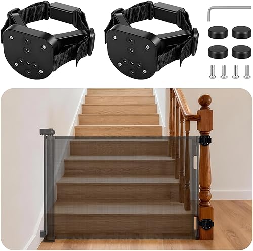 Miniatura 18 de Puerta retráctil para bebé, puerta extra ancha de seguridad para niños o mascotas, 33 pulgadas de alto, se extiende hasta 71 pulgadas de ancho,