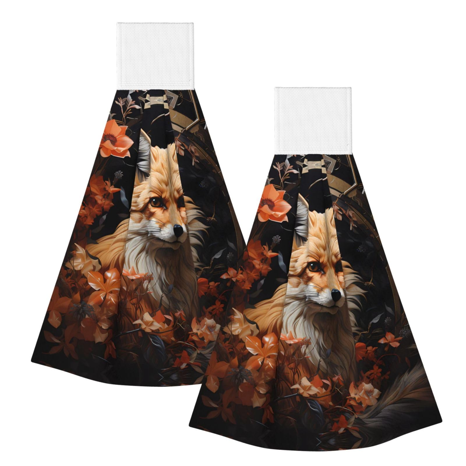 Fox and Flowers Highly Absorbent Dish Towels Soft Coral Fleece Wipe