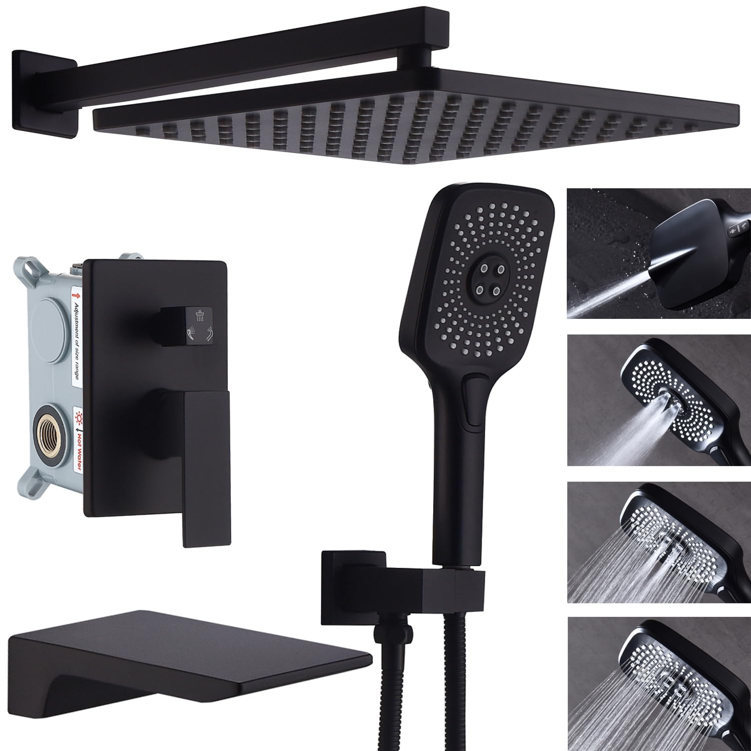 JOMEOO® Système De Douche De 25,4 Cm Avec Bec De Baignoire, Ensemble De Robinet