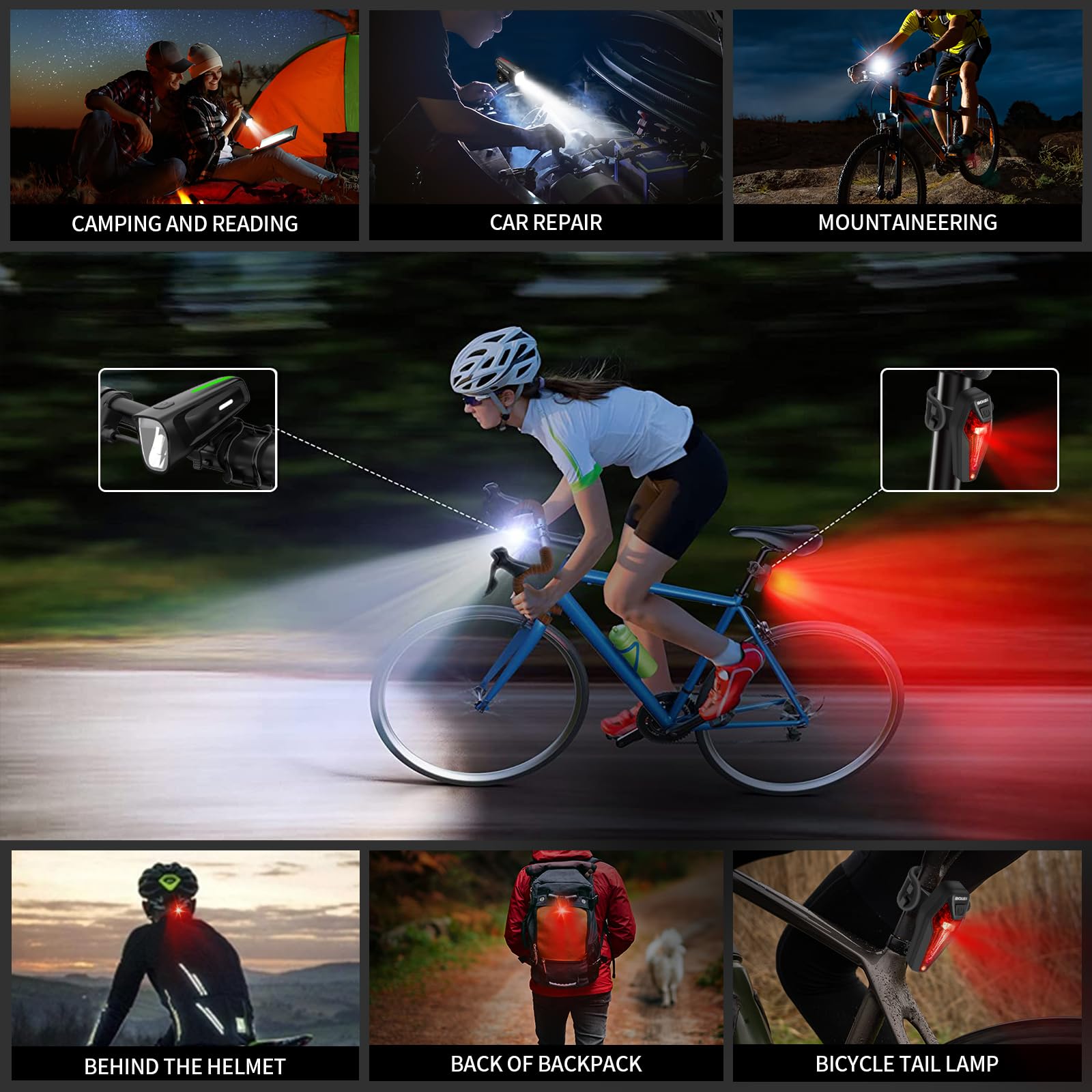 BOLEi LED Fahrradlicht Set 100 LUX| StVZO Zugelassen Fahrradlampe |Fahrradbeleuchtung USB Aufladbar | IPX5 Wasserdicht Fahrradlichter |Batterie Aufforderung