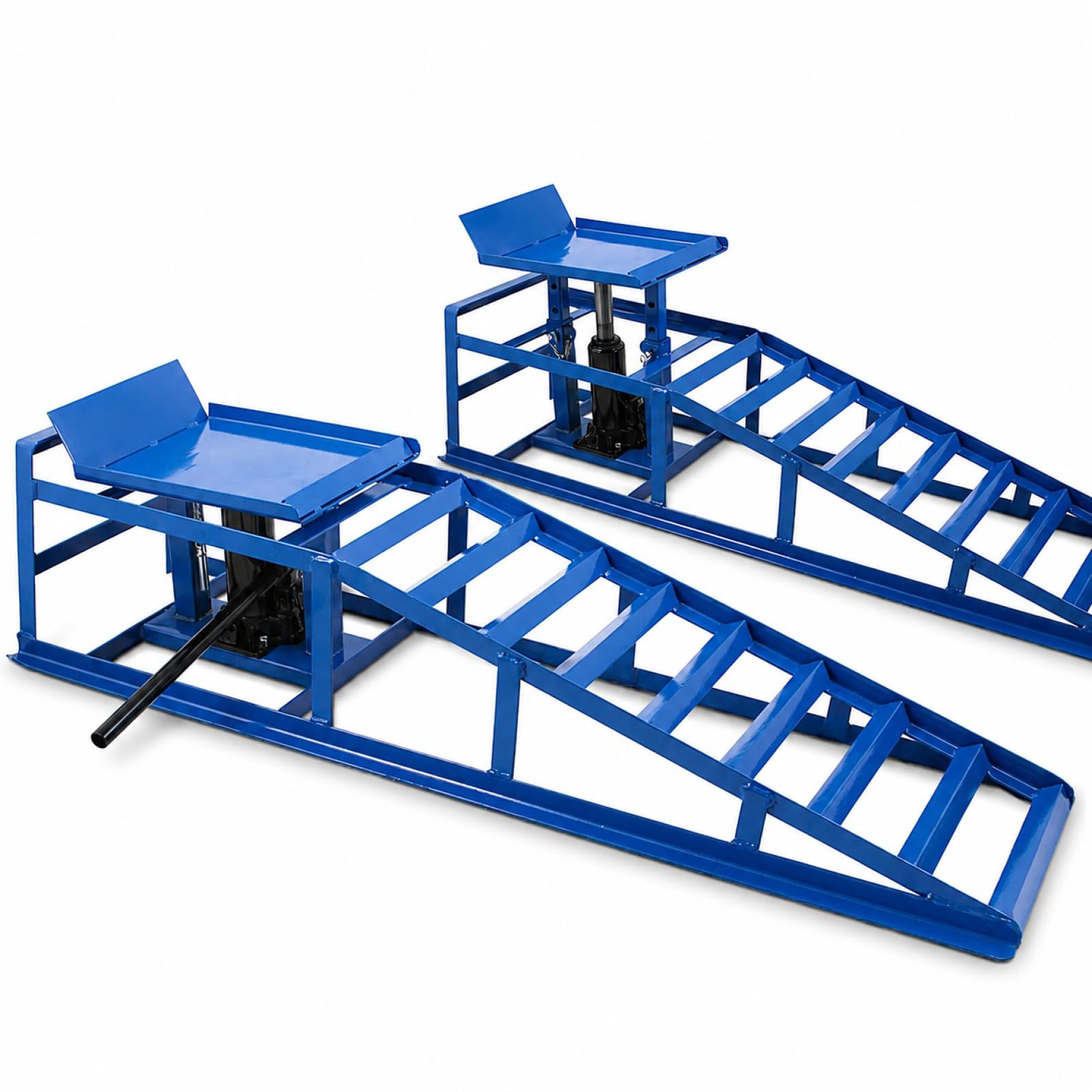 BITUXX 2 Stück Auto PKW KFZ Auffahrrampen Set mit Wagenheber hydraulisch Höhenverstellbar Wartungsrampe Hebebühne Rampe Auffahrrampe Auffahrbock