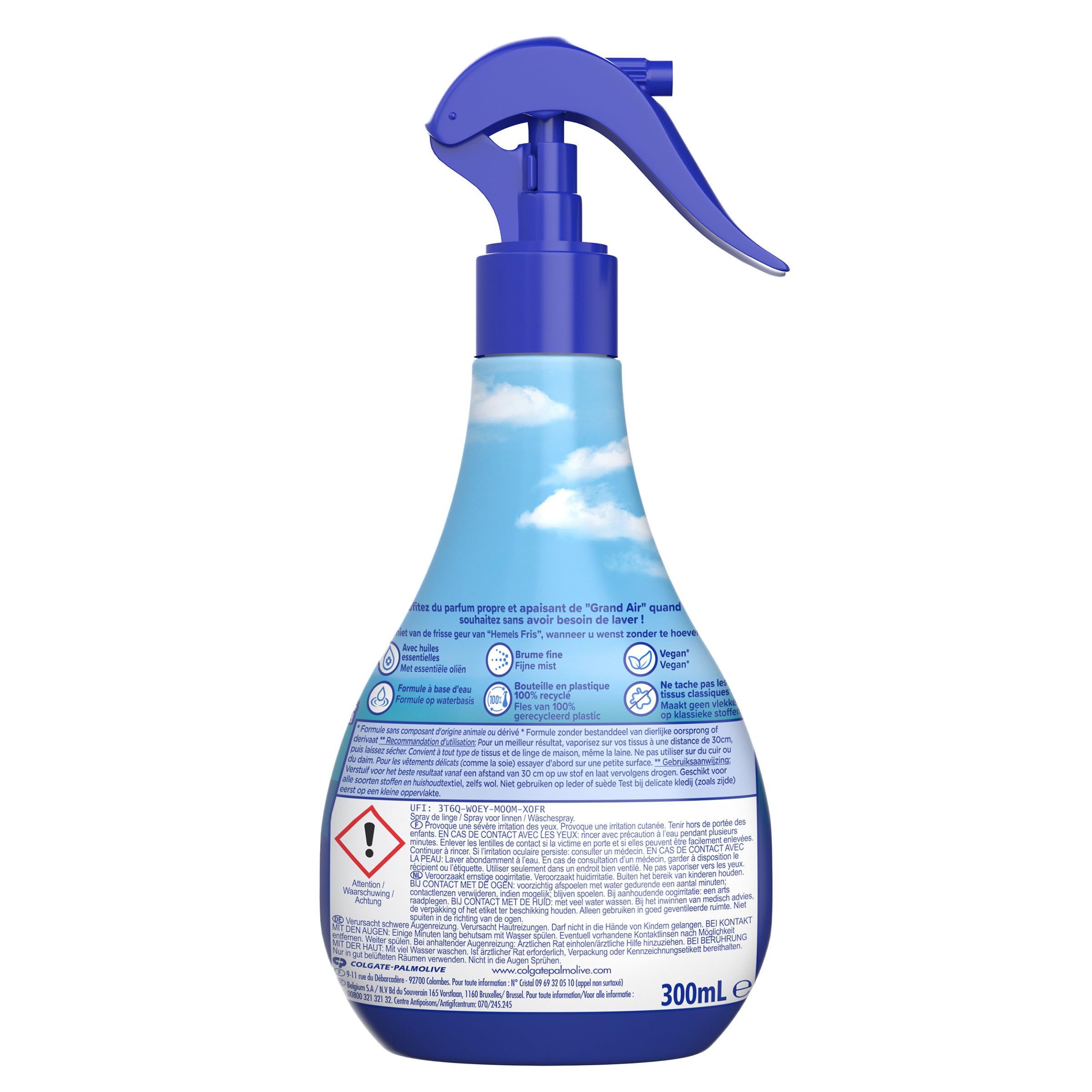 SOUPLINE Spray Brume de Linge Parfum Grand Air, Brume Parfumée pour Linge de Maison et Vêtements, Complément Idéal à Votre Lessive et à Votre Adoucissant Linge, Soupline Lot de 10x300 ml