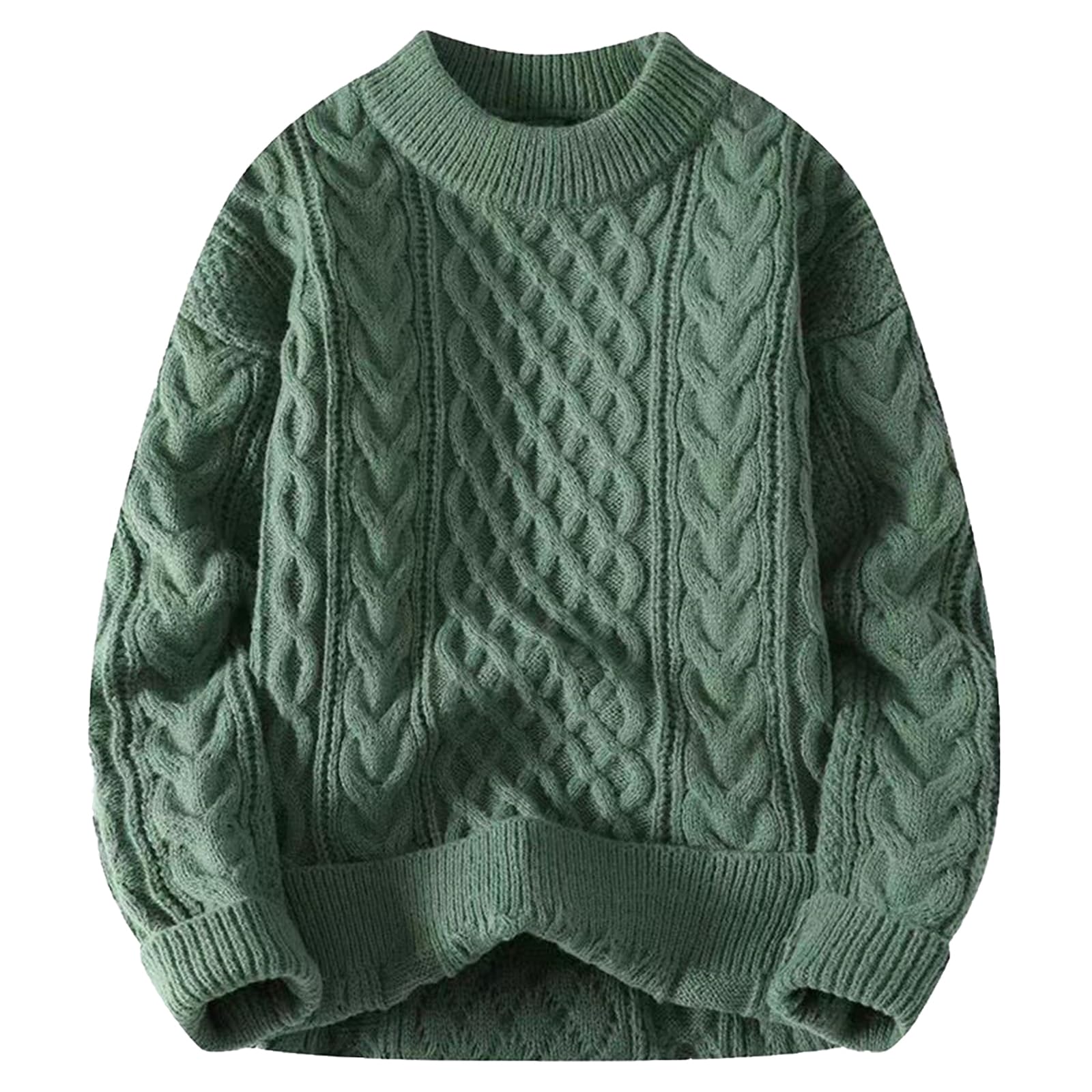 Knit Sweaters for Women Loose Fit Crew Neck Pullover Casual Long Sleeve Sweater Warm Solid Color Tops Fall