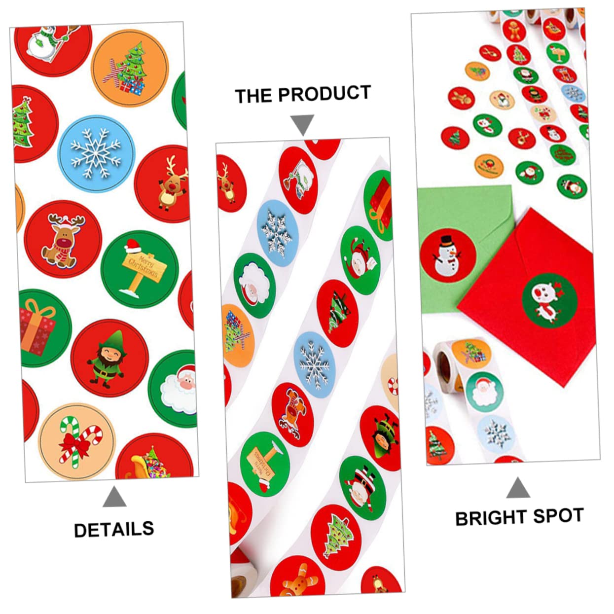 Amosfun 6rollen Dekorative Geschenketiketten Selbstklebende Weihnachtsaufkleber Für Pro Für Feste Und Anlässe Weihnachtsdekoration