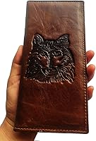 Vista 93 de Hombres Cool Eagle Wolf Caballo Totem Cuero Vaca Vertical Cartera Cremallera Multi-tarjeta Titular, Tótem de caballo, Minimalista