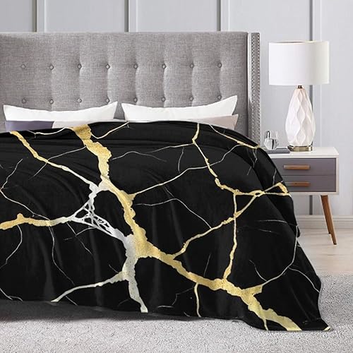 Miniatura 7 de Manta cómoda para cama, sofá, compatible con textura de mármol negro y dorado, mantas y mantas de franela ligeras, mantas de microfibra mullidas