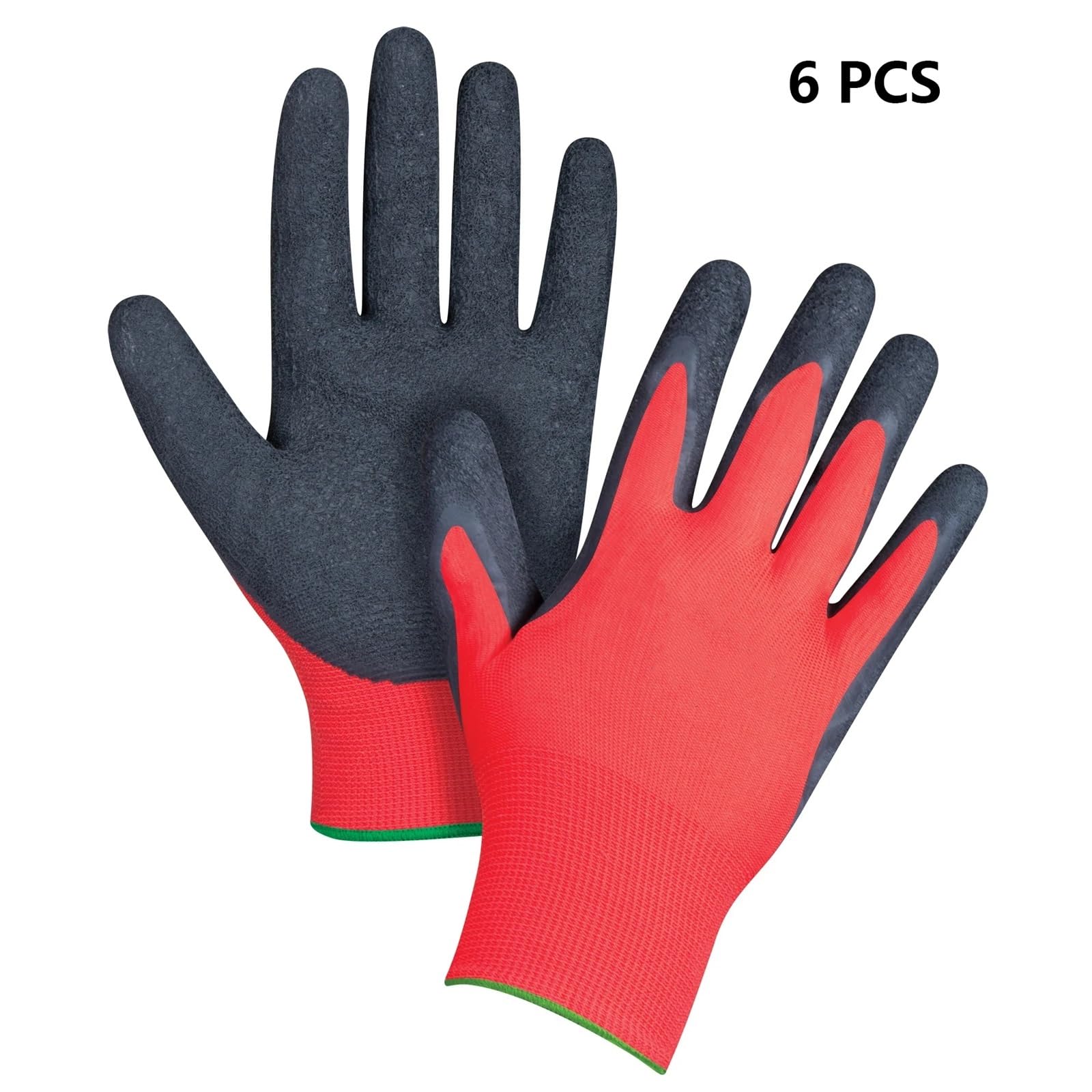Guantes de jardinería 6 pares de guantes de trabajo con revestimiento de látex, guantes de jardinería antideslizantes, resistentes a la abrasión, resistentes a cortes y pinchazos (XL)