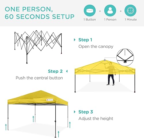 Miniatura 334 de Best Choice Products Carpa Toldo Desplegable de 10x10 pies para Instalación de 1 Persona, Refugio Portátil Instantáneo con Botón de 1 Toque