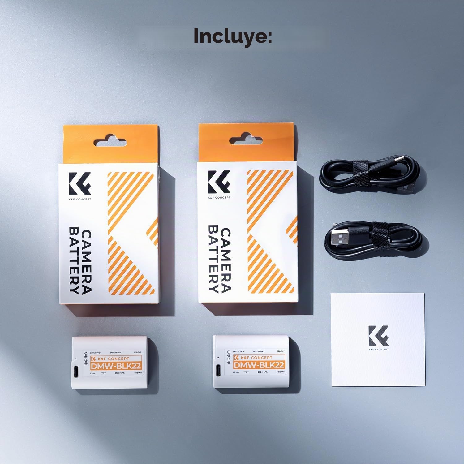 K&F CONCEPT Batería DMW-BLK22 de 2520mAh, 2-Pack Carga Rápida USB-C en 2.5H, Compatible con Panasonic LUMIX S5, S5II, GH6, GH5, G5 II, S5 IIX, GH7, S9, G9 II