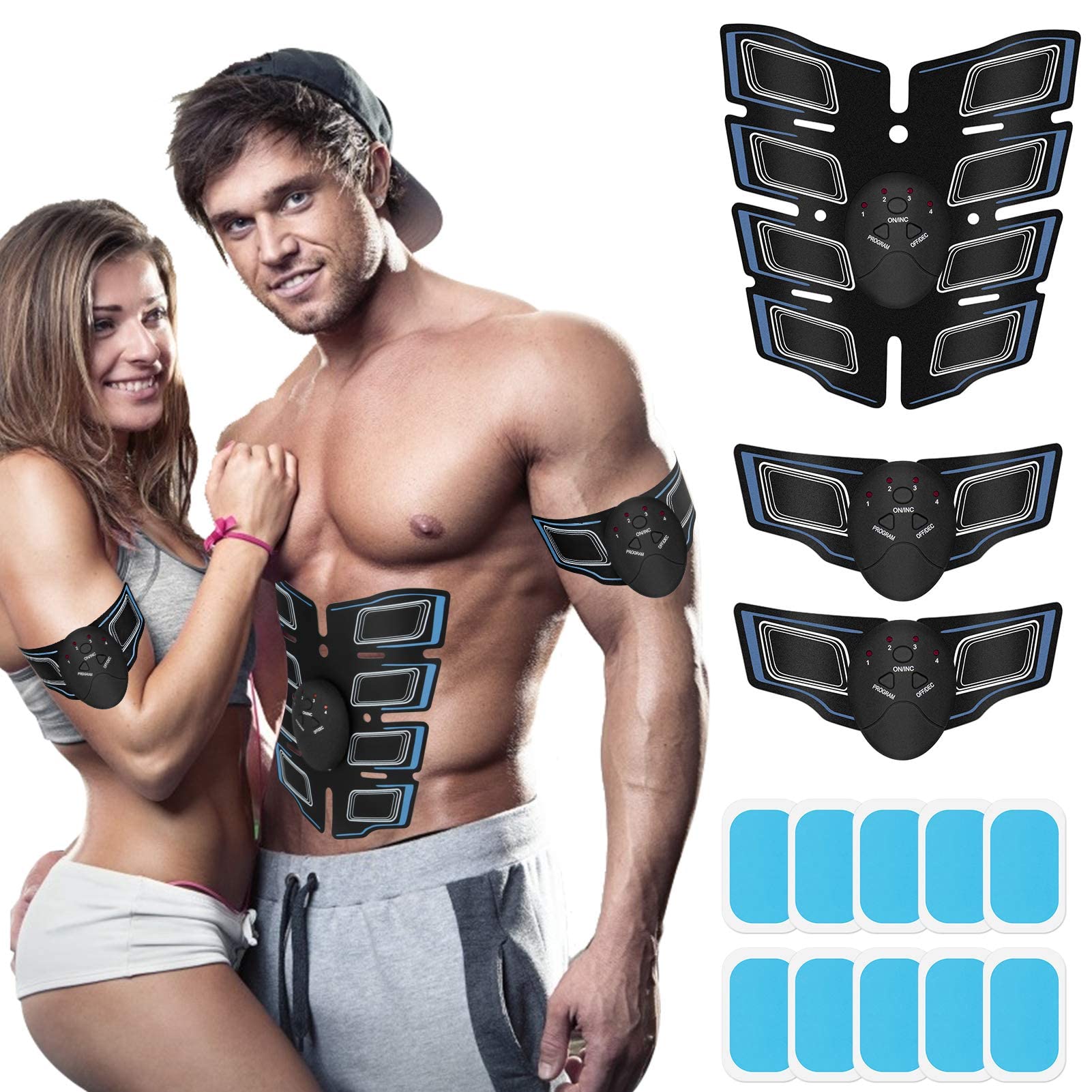 JoJoMooN Abs Stimulating Belt- Abdominal Toner-Training Device for Muscles- Wireless Portable to-Go Gym Device- Muscle Sculpting at Home- Fitness Equipment for at-Home Workouts