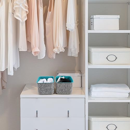 Miniatura 6 de Welaxy Organizadores de cajones de oficina de fieltro, contenedores profundos, organizador de fieltro para almacenamiento, cajones divisores, cajas