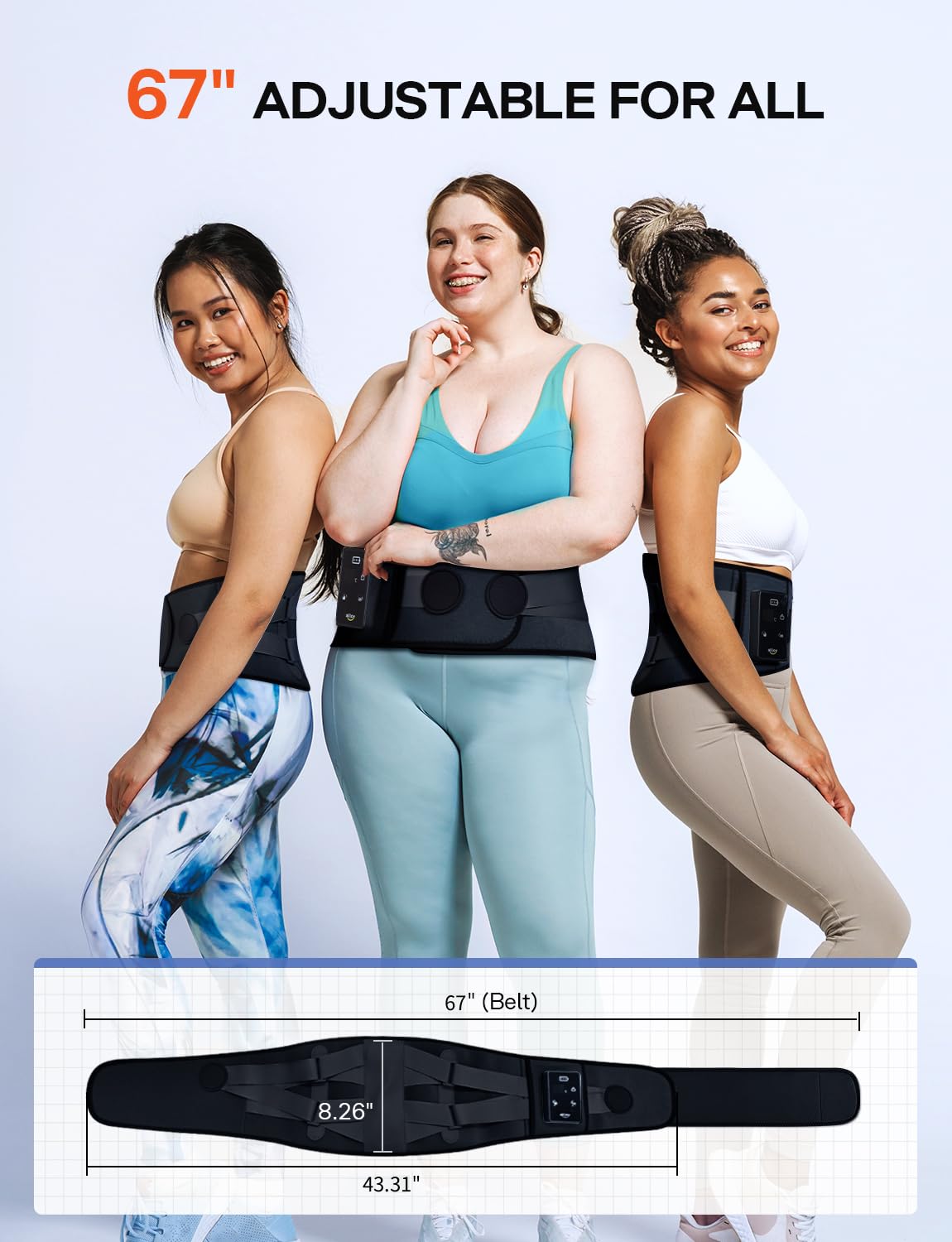 ALLJOY 67" Cordless Heating Pad for Back Pain Relief FSA Eligible HSA, Christmas Gifts for Women Men Mom Dad, Portable Lower Back Massager with 3 Heat 5 Vibration, Wireless Heating Pad for Cramps