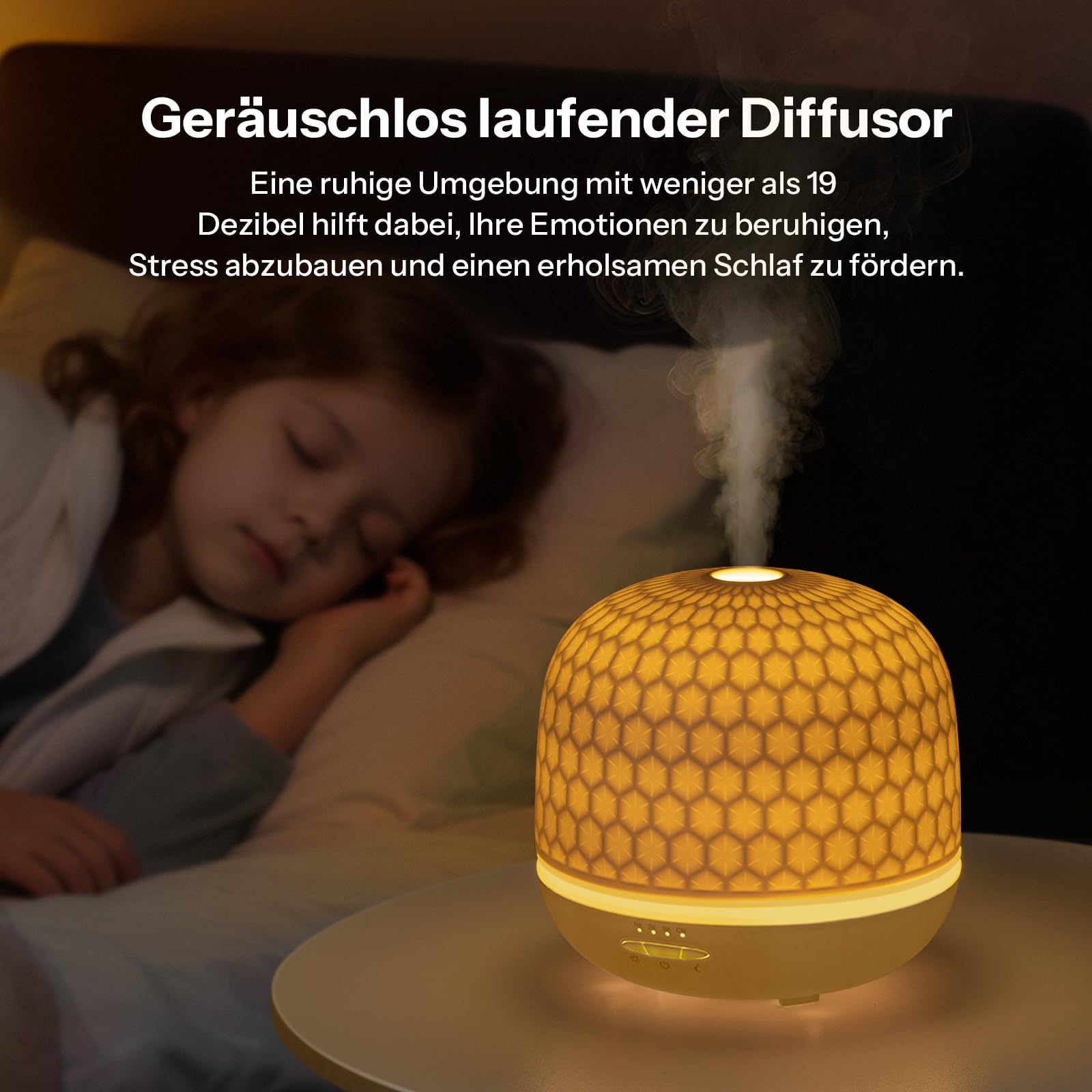Aroma Diffuser - 500ml Keramik Premium Ultraschall Luftbefeuchter Diffusor für Ätherische Öle Timer-Einstellung & Orange Nachtlicht BPA-Frei Diffuser für Schlafzimmer Wohnzimmer Büro Yoga（Textur）