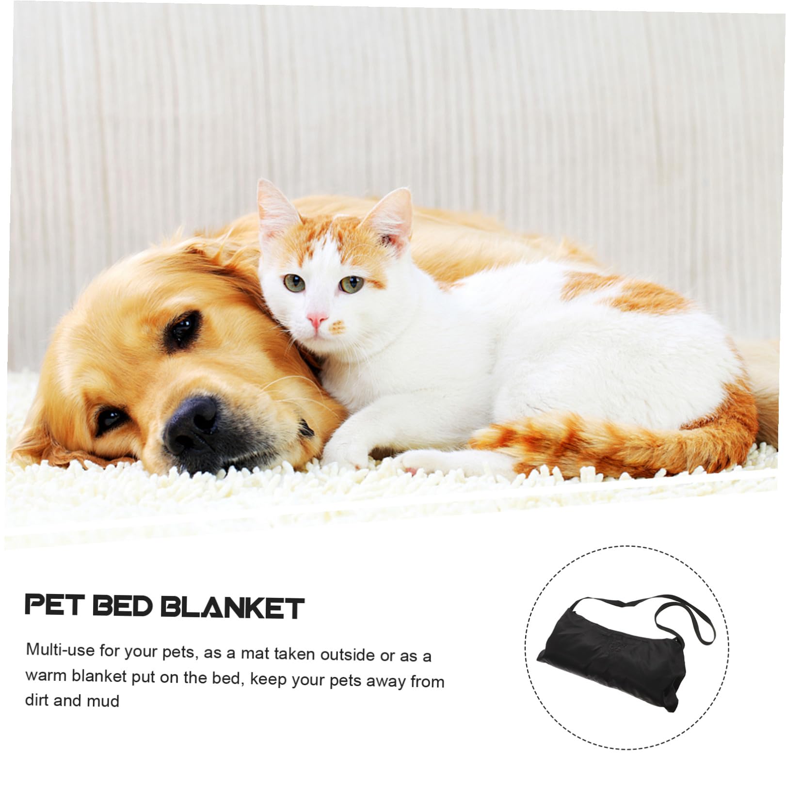 POPETPOP Manta Térmica Plegable para Mascotas y Perros, Portátil y Resistente al Agua, Hecha de Tejido Negro, Adecuada para Exteriores, Manta Cálida para Cama