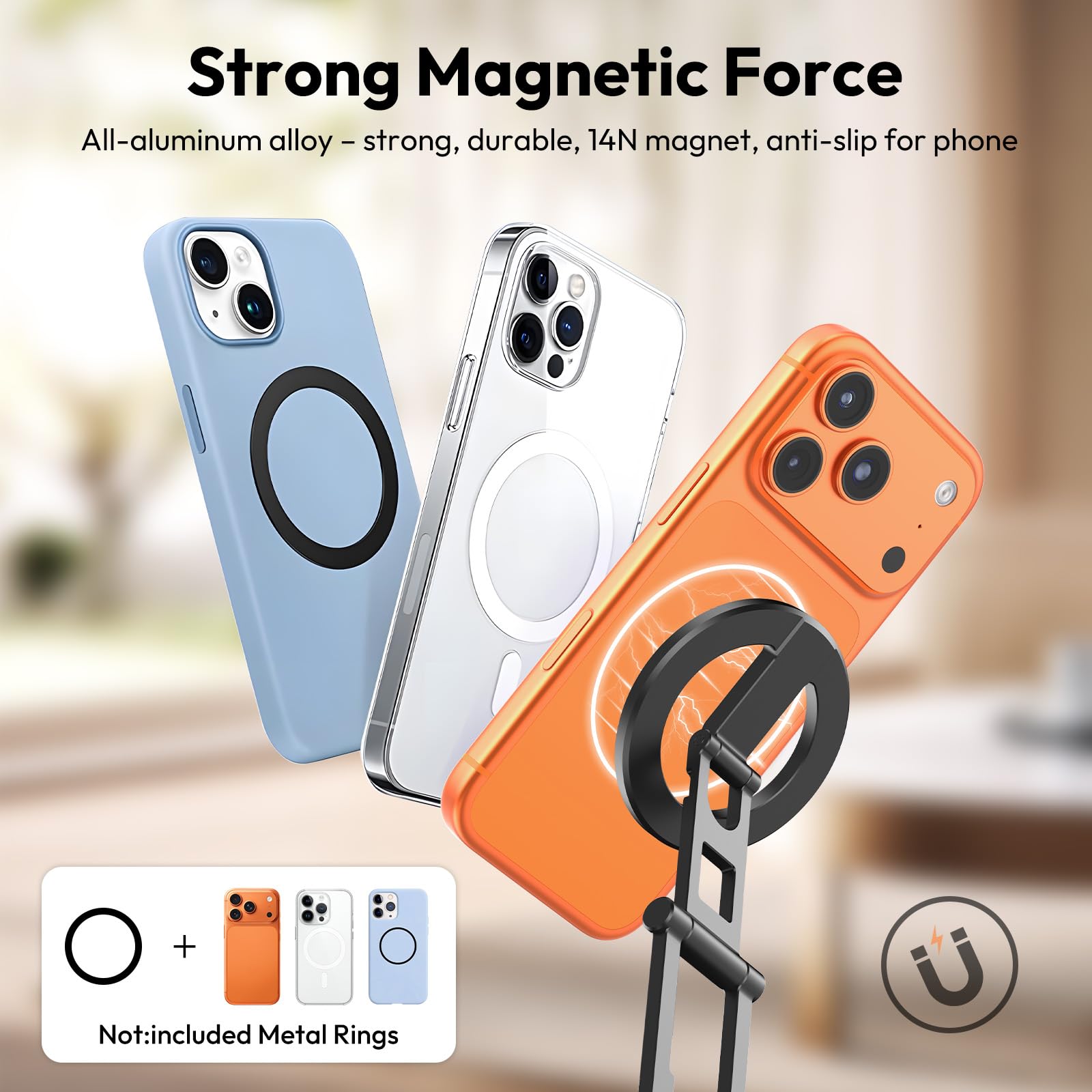 ULANZI SK29 Magnetyczny statyw na telefon, składany mini statyw z uchwytem na telefon, aluminiowy stojak na telefon z gwintowanym mocowaniem 1/4", podstawa Arca Uka, podstawowe akcesoria do vlogowania