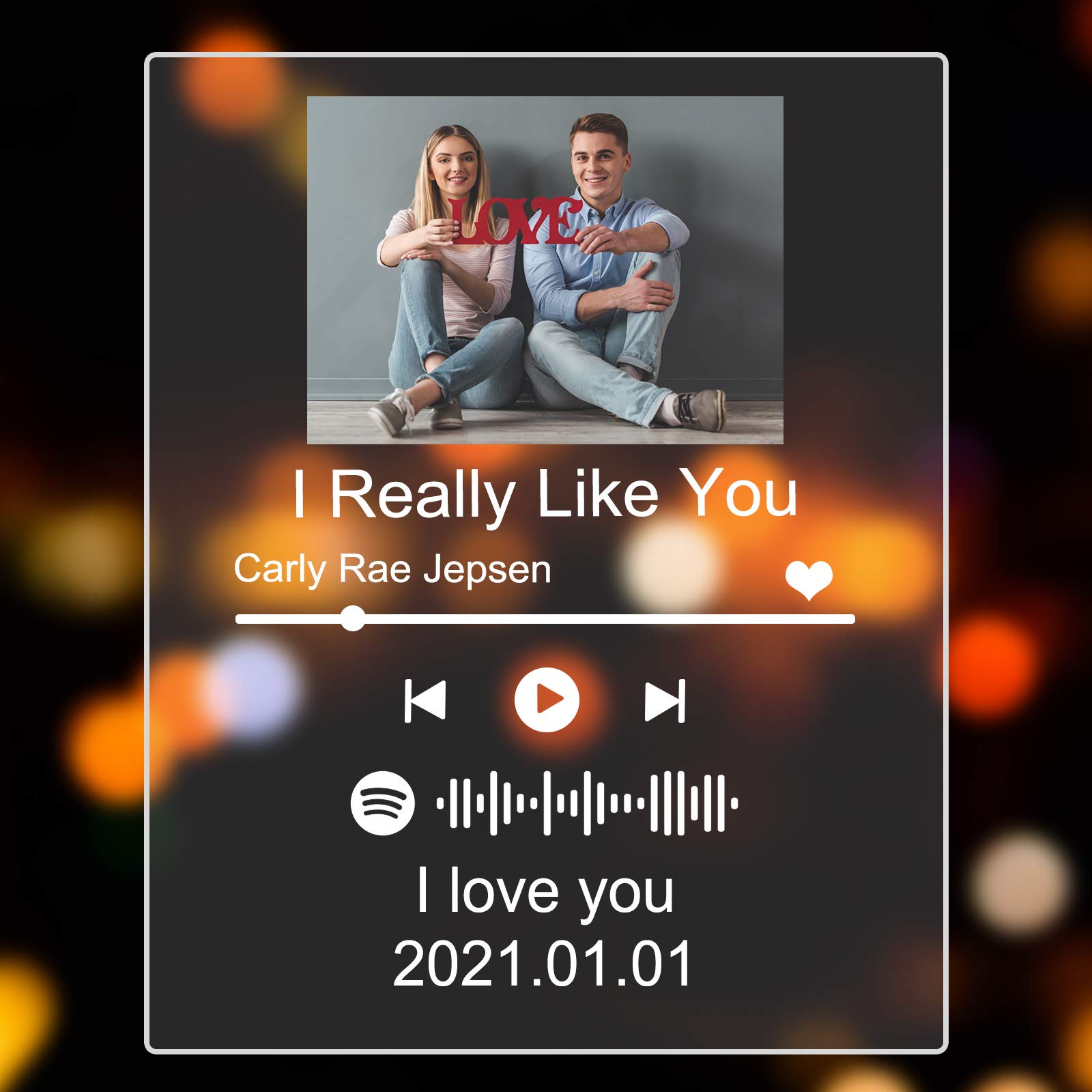 Spotif Glass Art Custom Acrylic Music Photo Album Personalized Music Song Plaque to Mother's Day20*24cm