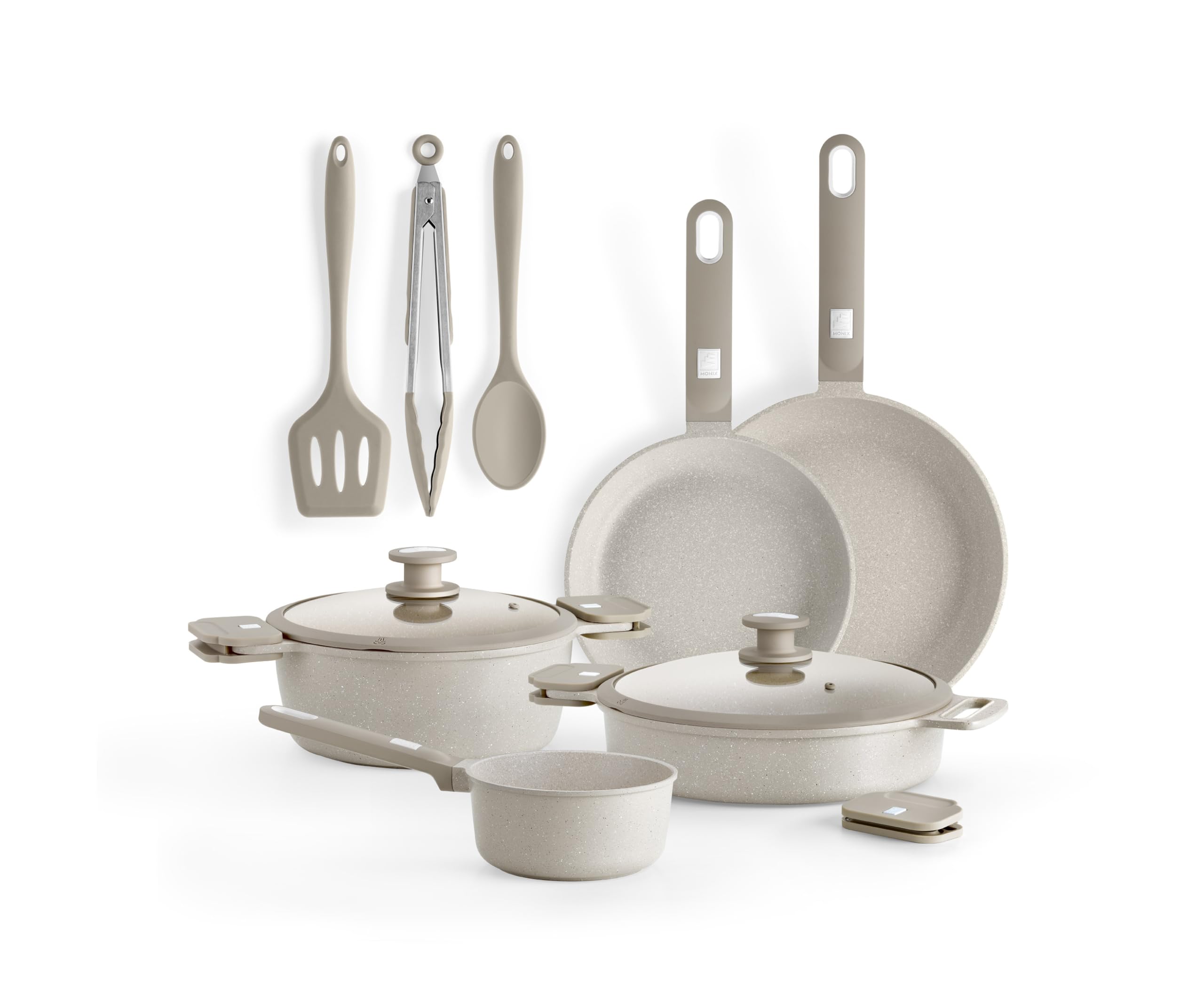 MonixDenmark | 10 Piece Non-Stick Cast Aluminium Cookware Set Suitable for All Hobs Including Induction