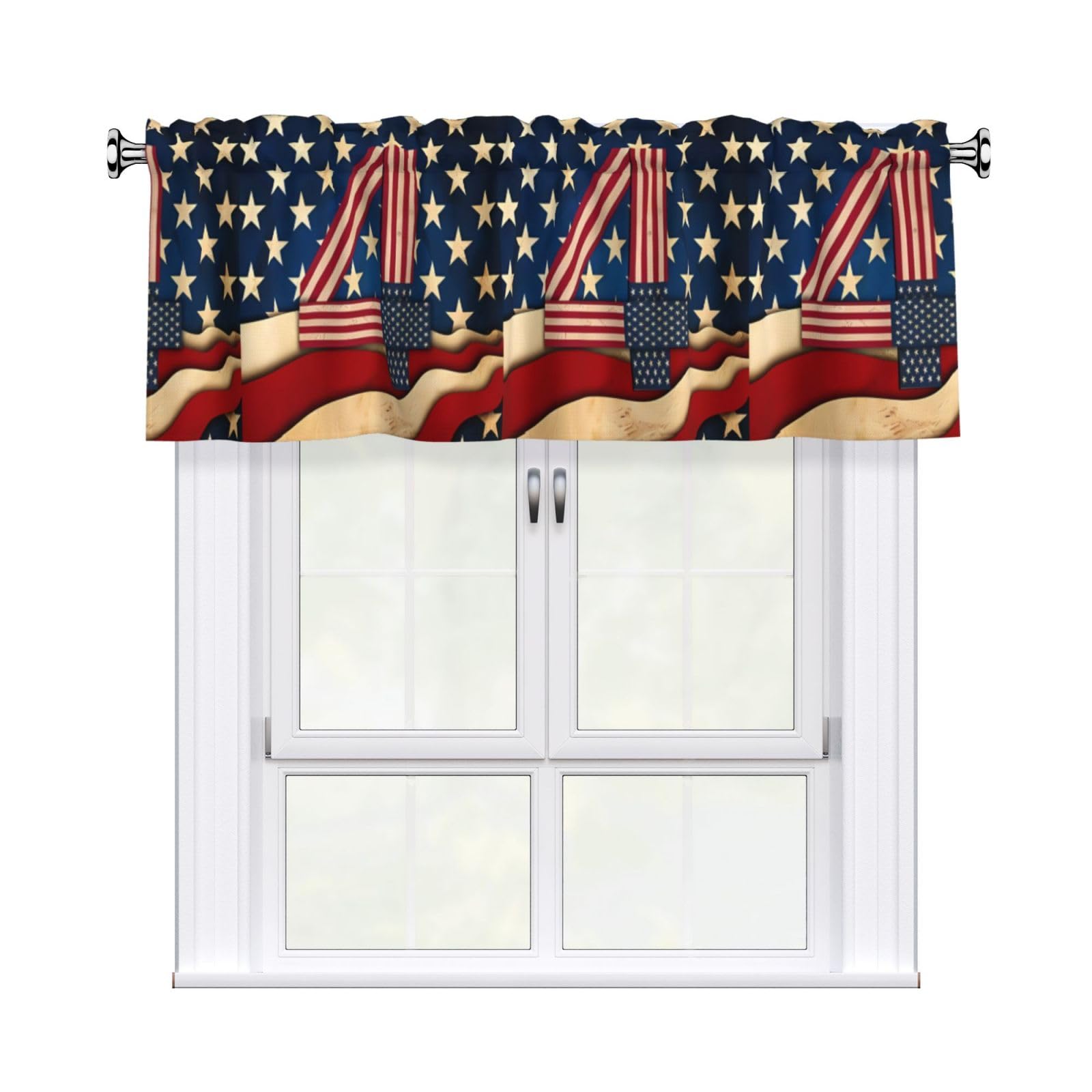 HJFCZH WHJSSF 4th of July Patriotic Flag Prints 54x18in Curtain Valance - Peach Skin Polyester Kitchen Cover with Light Filtering Floral & 3" Rod Pocket