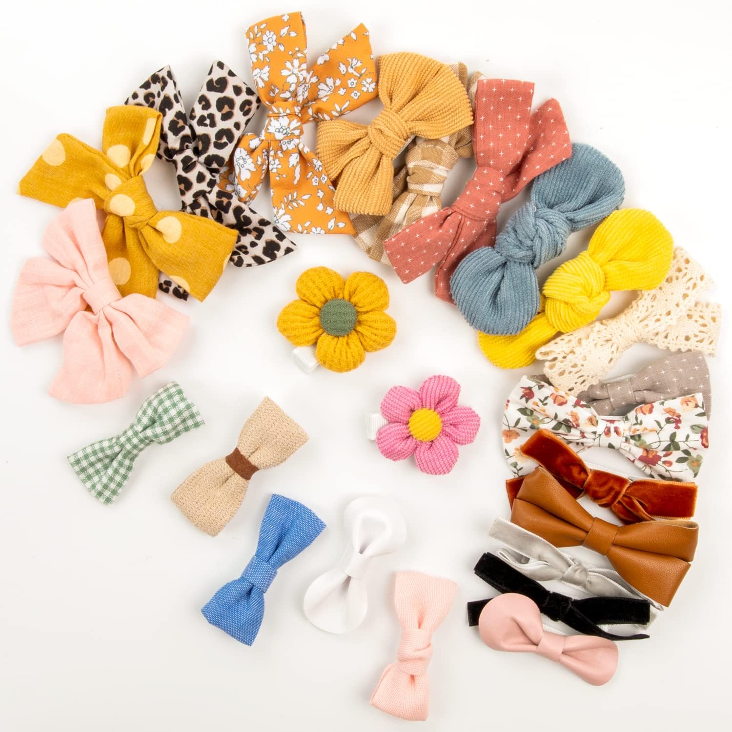 HONEY ACCESSORIES-Hair Bows, Ribbon Bows with Alligator Clip/Hair Pins/Hair Clips For Toddlers/Kids/Baby/Girls/Women MULTICOLOR MULTI DESIGN (PACK OF 12)