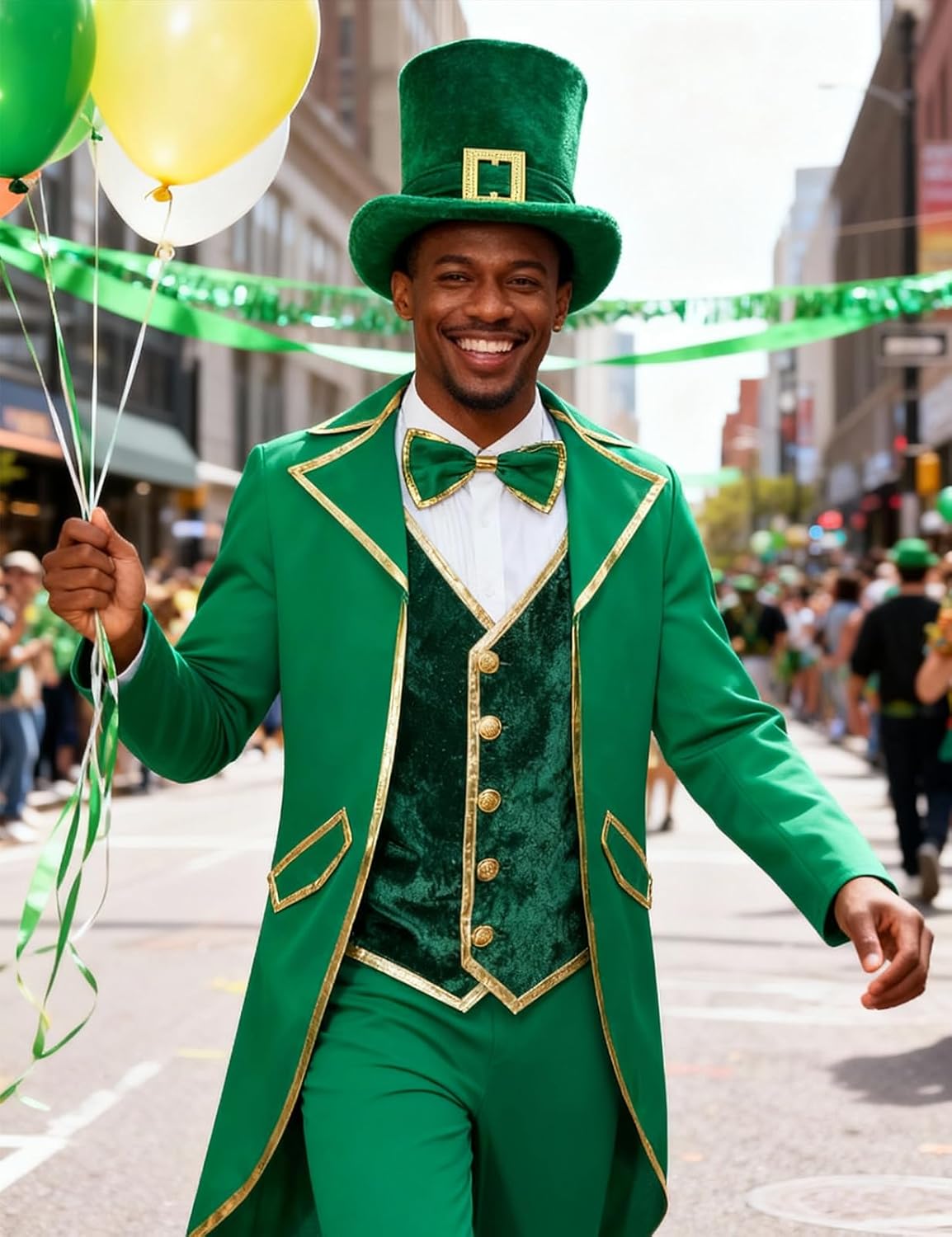 Funny World Leprechaun Costume Men St Patrick's Day Outfit Irish Lucky Suit 4pcs Set Party Halloween - Image 6