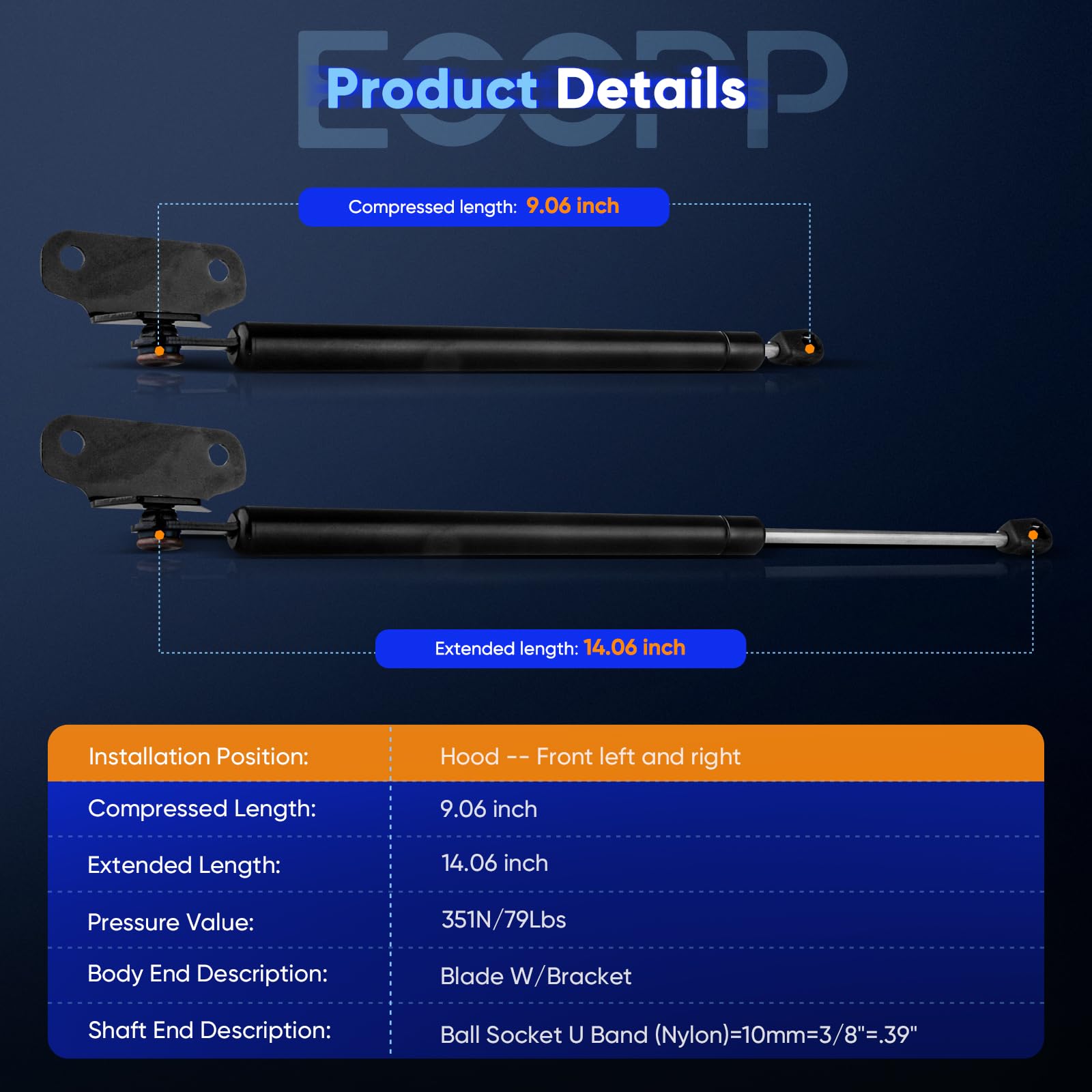 Amazon.com: ECCPP Lift Supports Front Hood Gas Struts Shocks