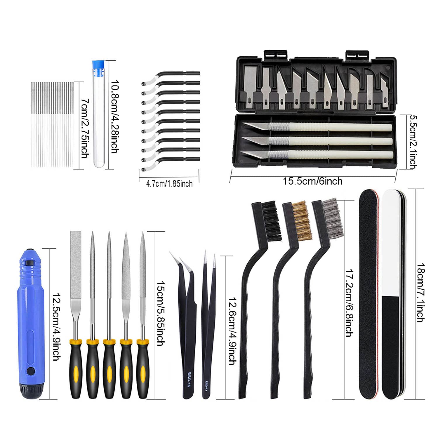 52 Pieces 3D Printer Tool Kit with Deburring Tool Machinist Tools for Resin 3D Printing Includes Needle Files, Blades, Cleaning Needles, Tweezers, Pliers, Cutting Mat and Storage Bag