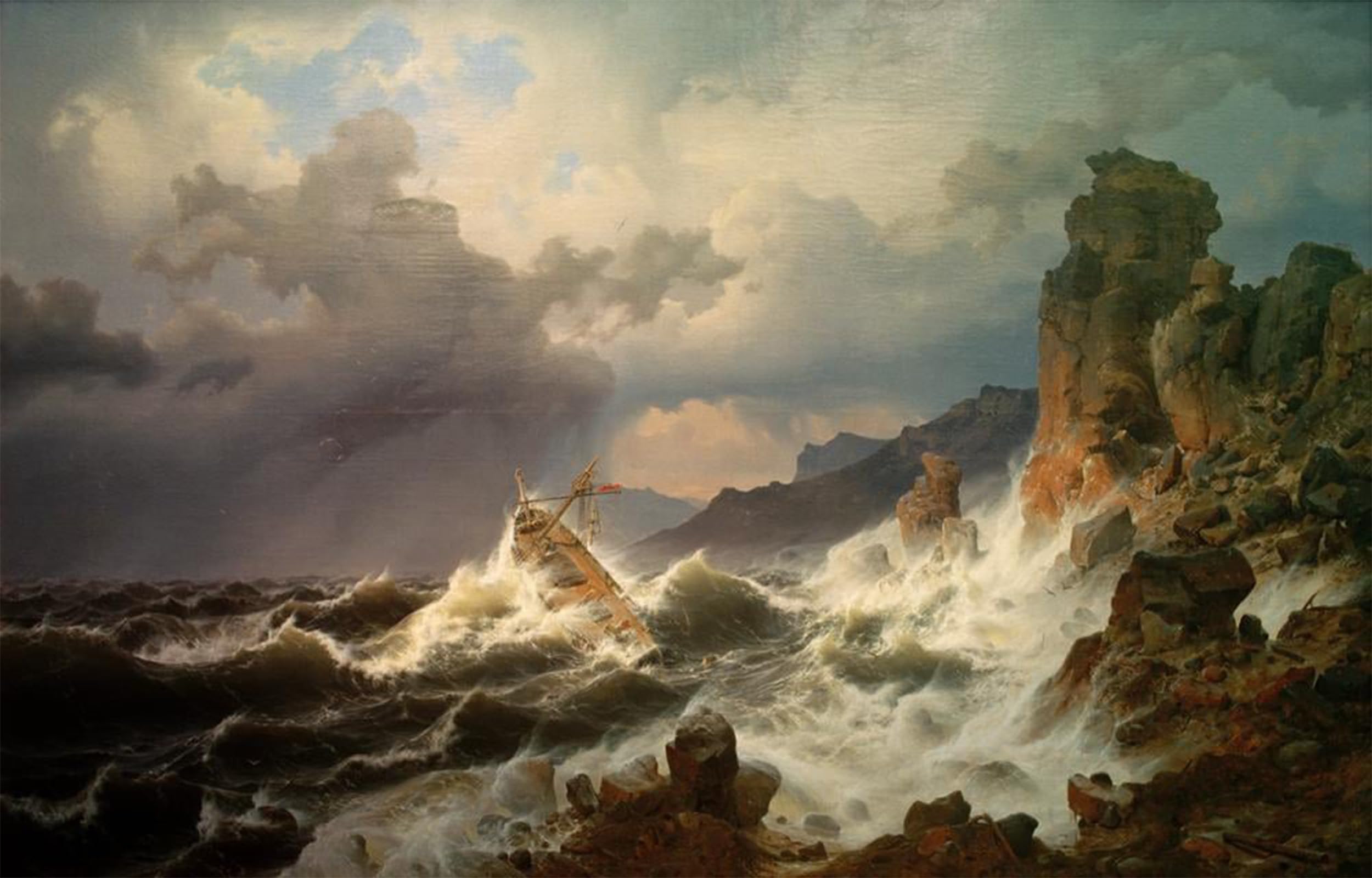 Impression Tableaux sur Toile Haute Définition Tempête Norvégienne Achenbach