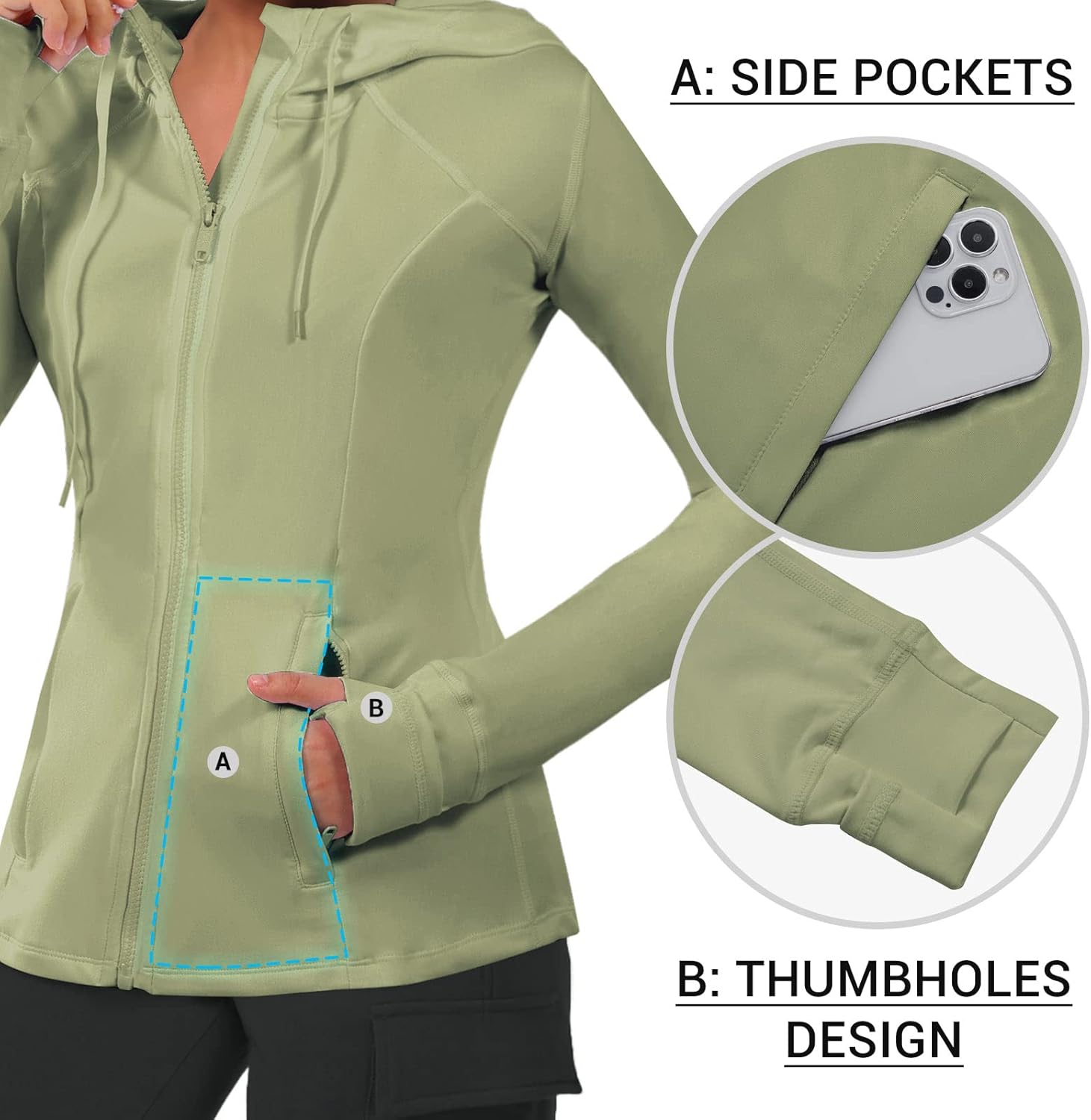 VUTRU Women's Full Zip Up Workout Hoodie Athletic Running Track Jacket - Image 4